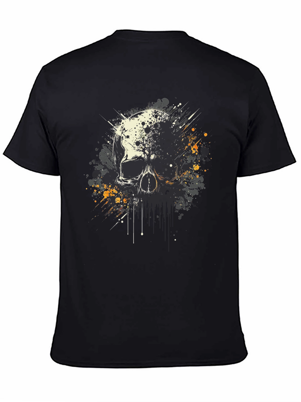Skull Splatter Graphic Print Black T-Shirt
