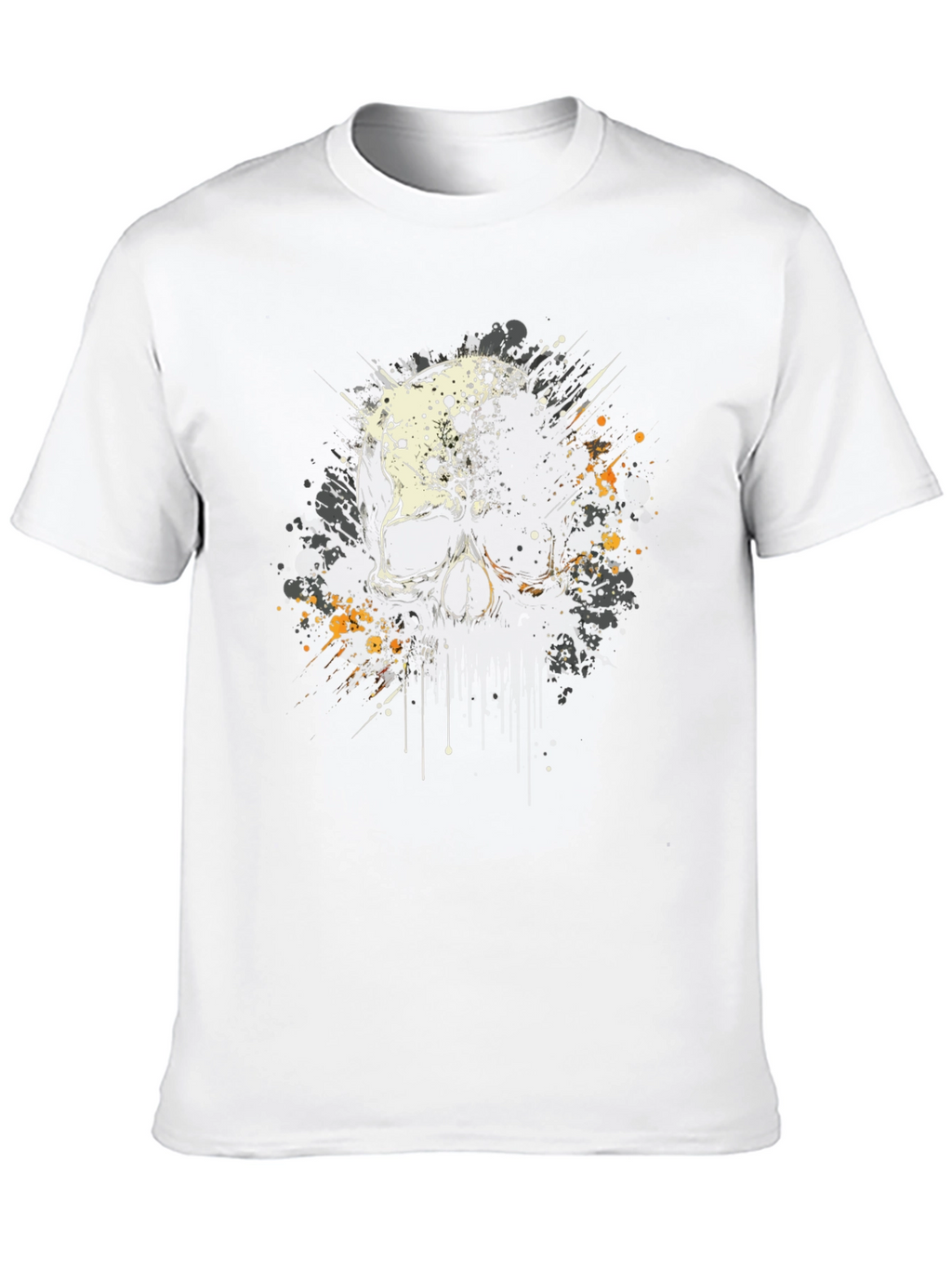 Skull Splatter Graphic Print Black T-Shirt