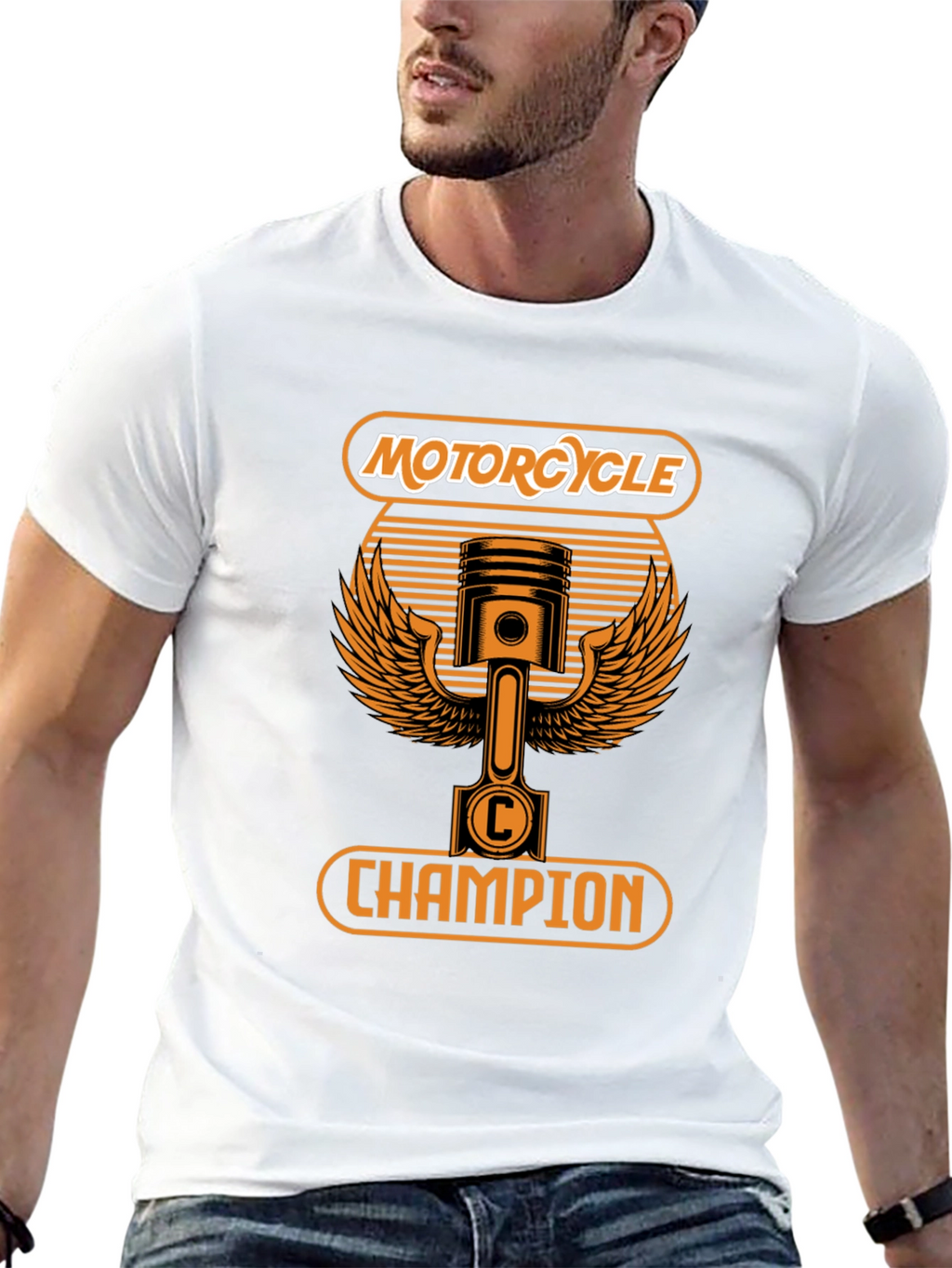 Motorcycle Champion Graphic T-Shirt - Black