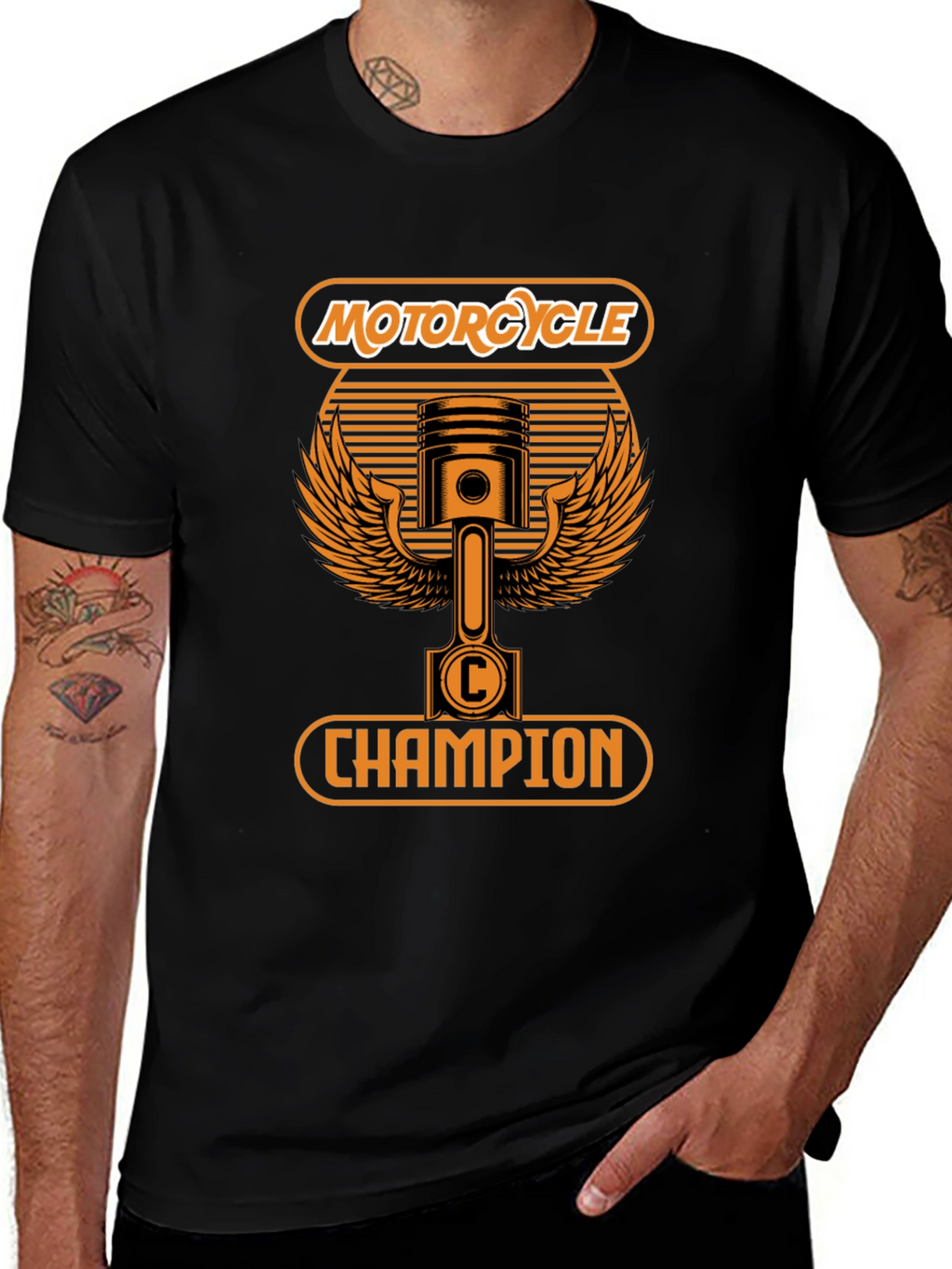 Motorcycle Champion Graphic T-Shirt - Black