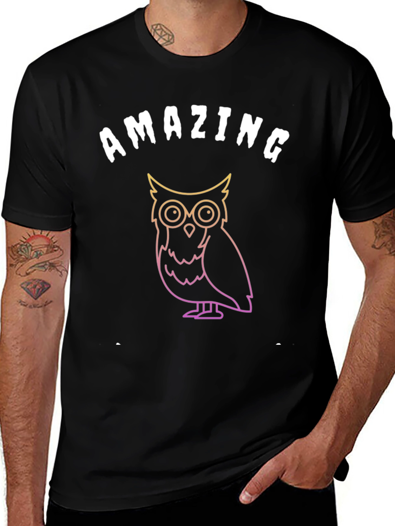 Amazing Owl Graphic T-Shirt - Soft Black Tee