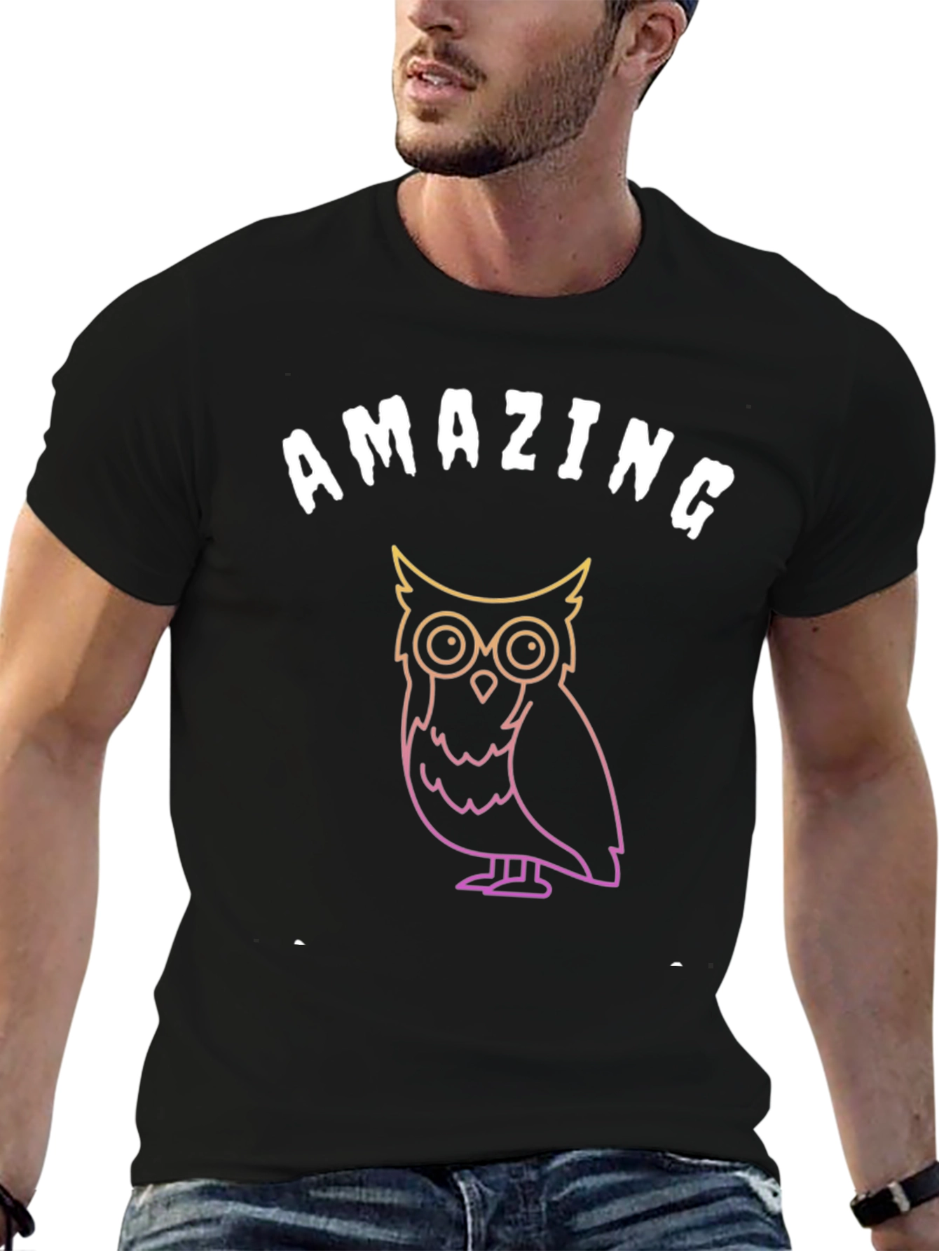 Amazing Owl Graphic T-Shirt - Soft Black Tee