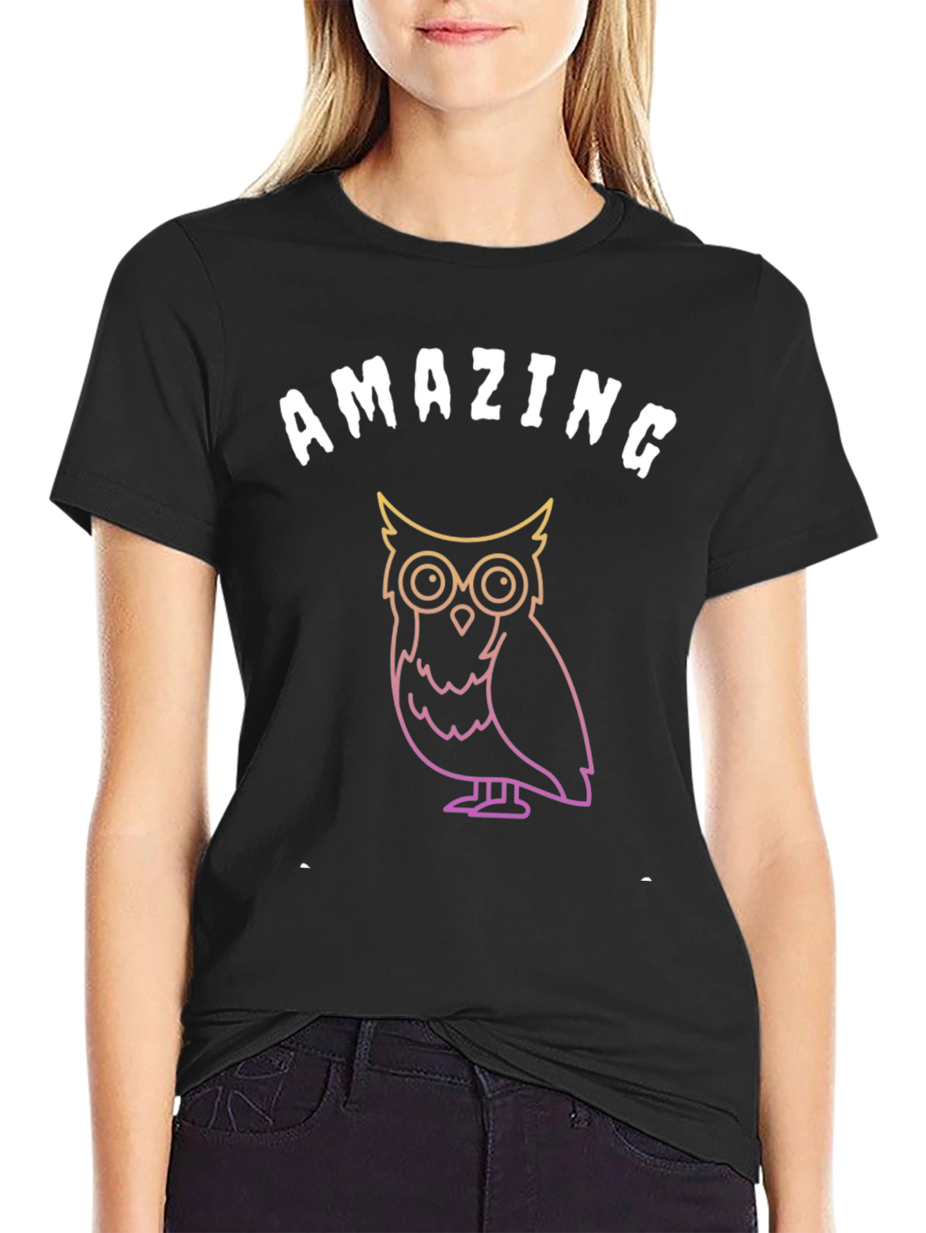 Amazing Owl Graphic T-Shirt - Soft Black Tee