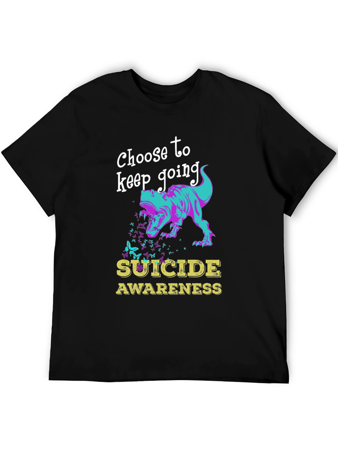 Suicide Awareness Dinosaur Graphic T-Shirt