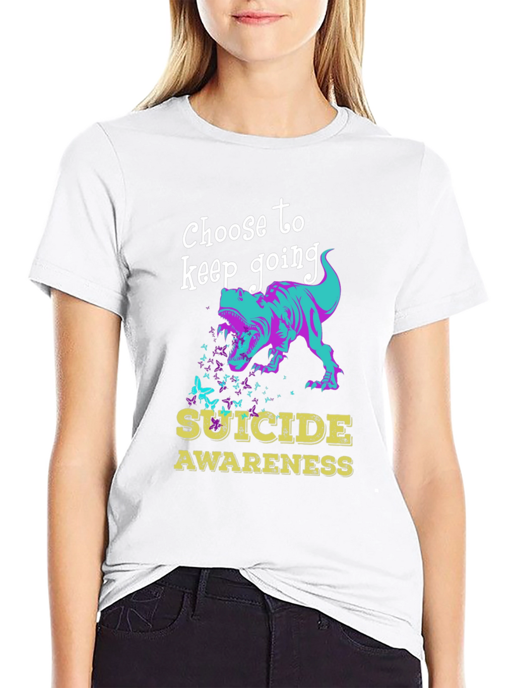 Suicide Awareness Dinosaur Graphic T-Shirt
