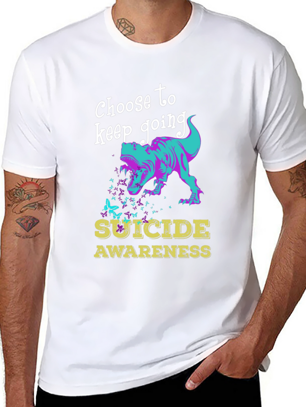 Suicide Awareness Dinosaur Graphic T-Shirt