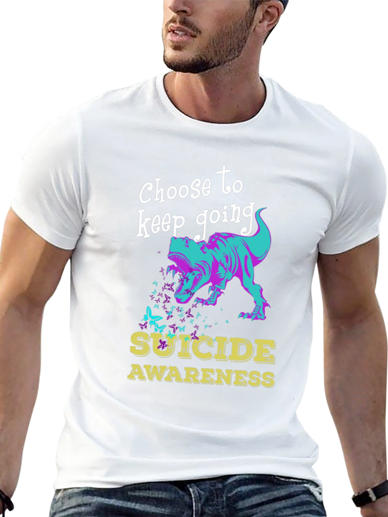 Suicide Awareness Dinosaur Graphic T-Shirt