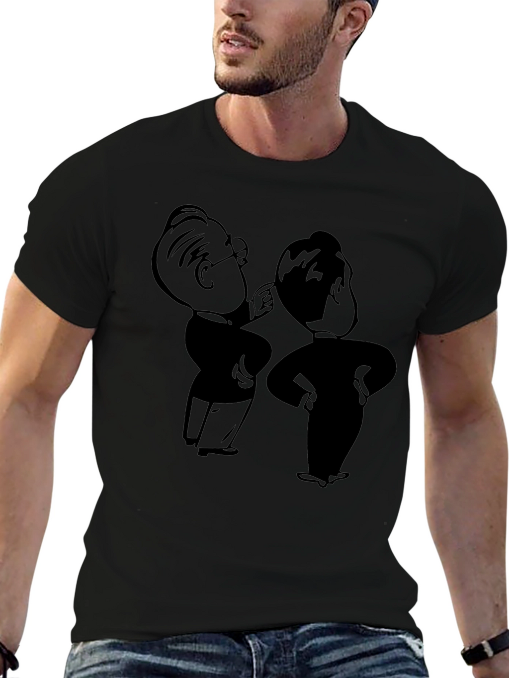 Retro Cartoon Graphic Black T-Shirt