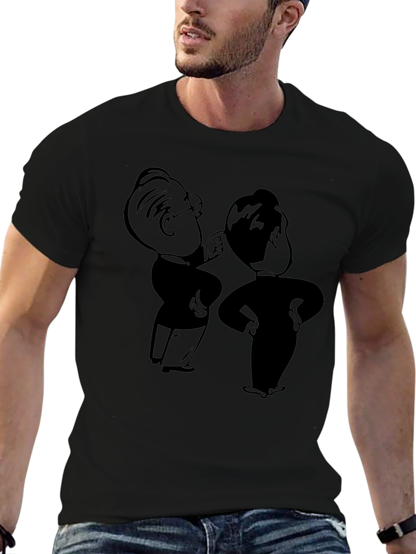 Retro Cartoon Graphic Black T-Shirt