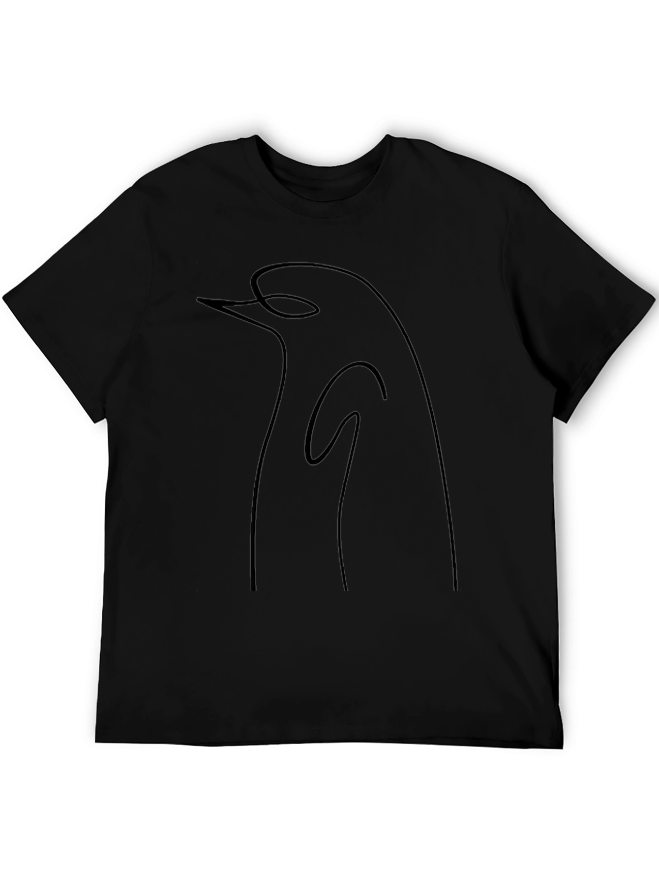 Minimalist Penguin Outline Tee - Black