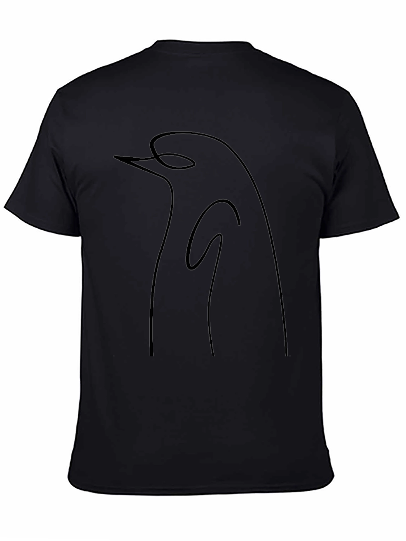 Minimalist Penguin Outline Tee - Black