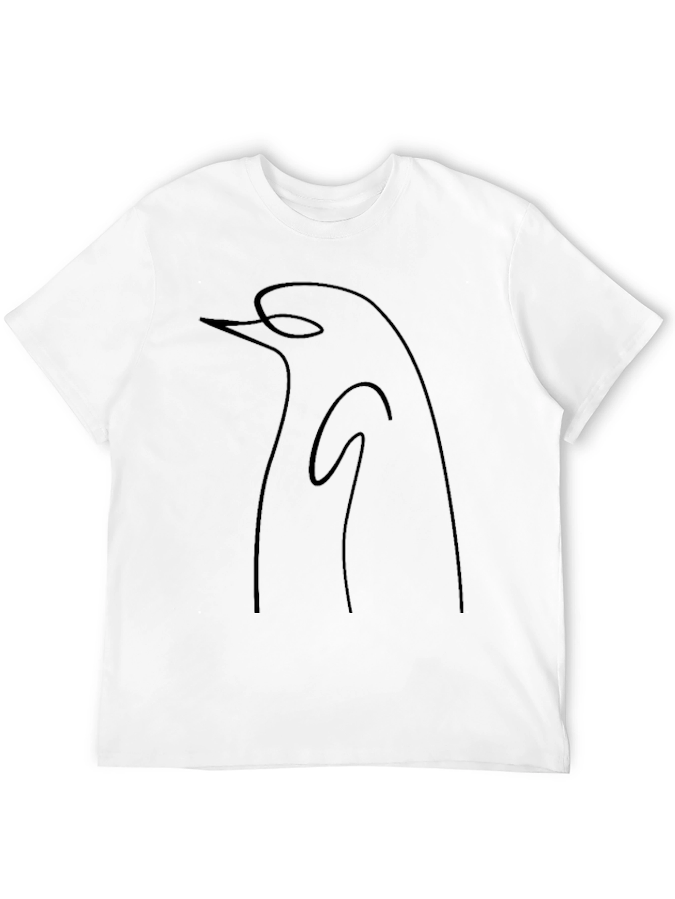 Minimalist Penguin Outline Tee - Black