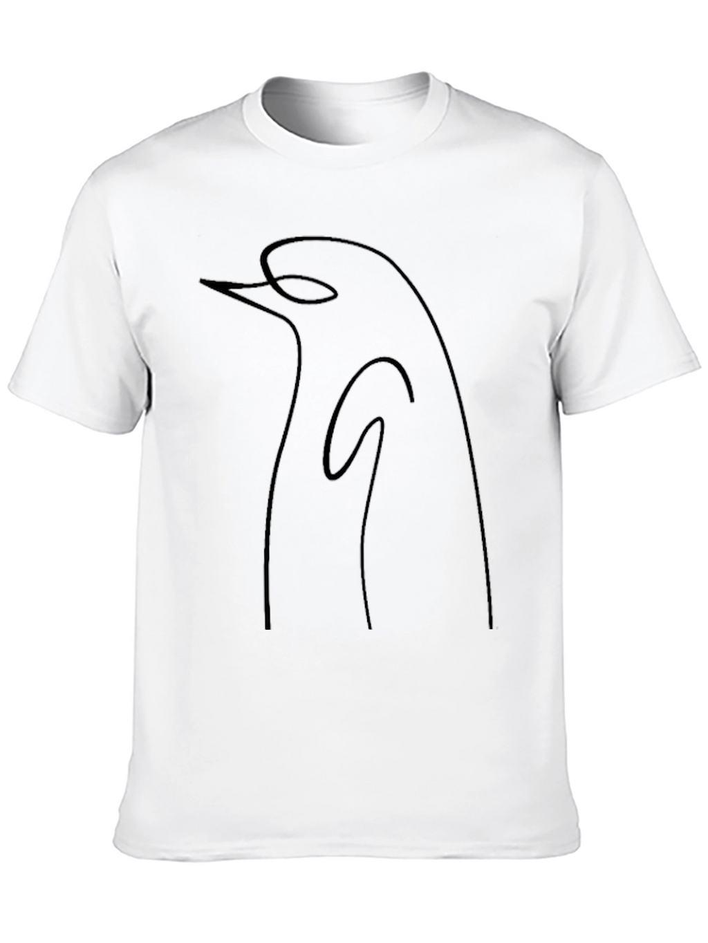 Minimalist Penguin Outline Tee - Black