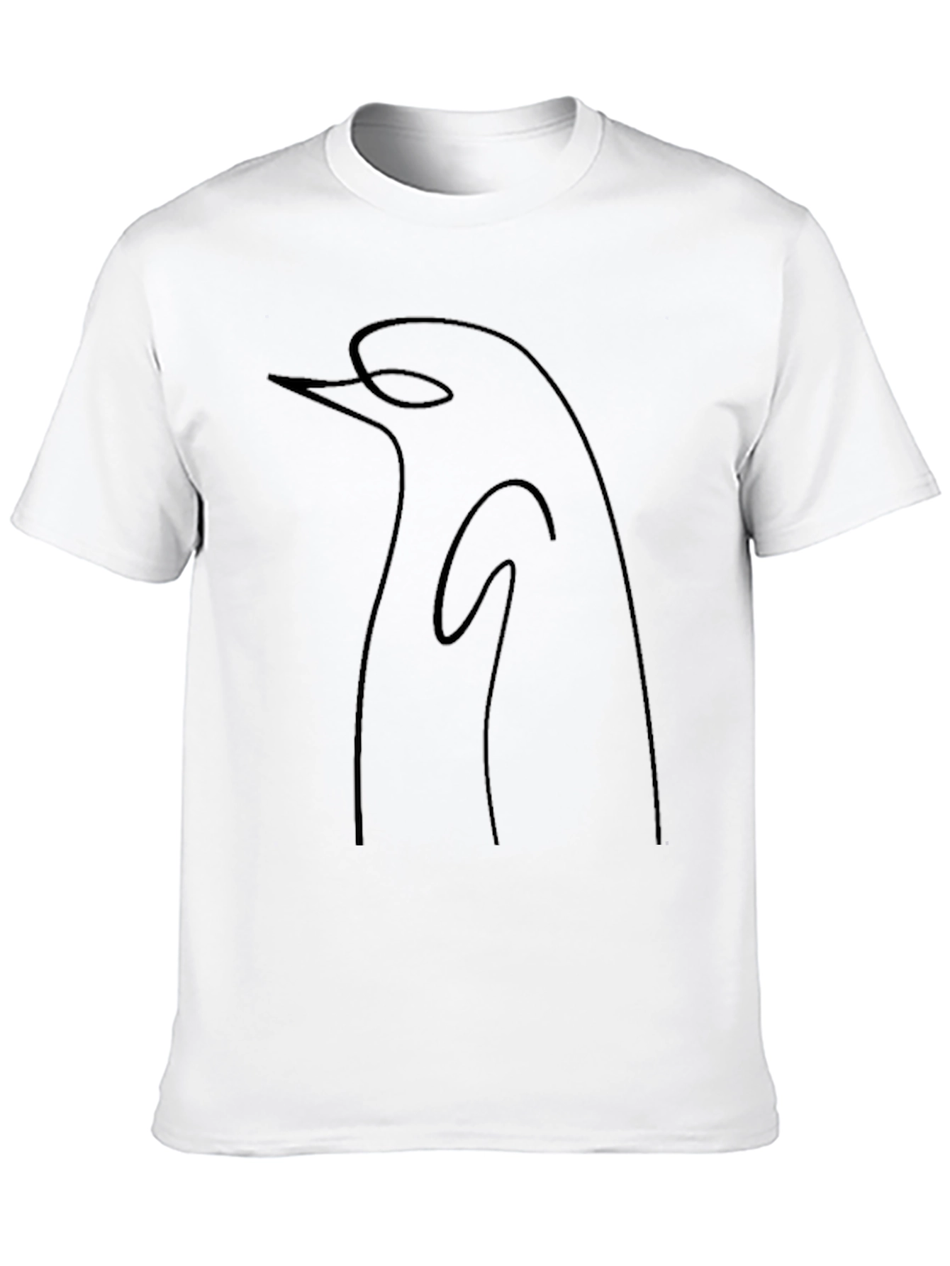 Minimalist Penguin Outline Tee - Black