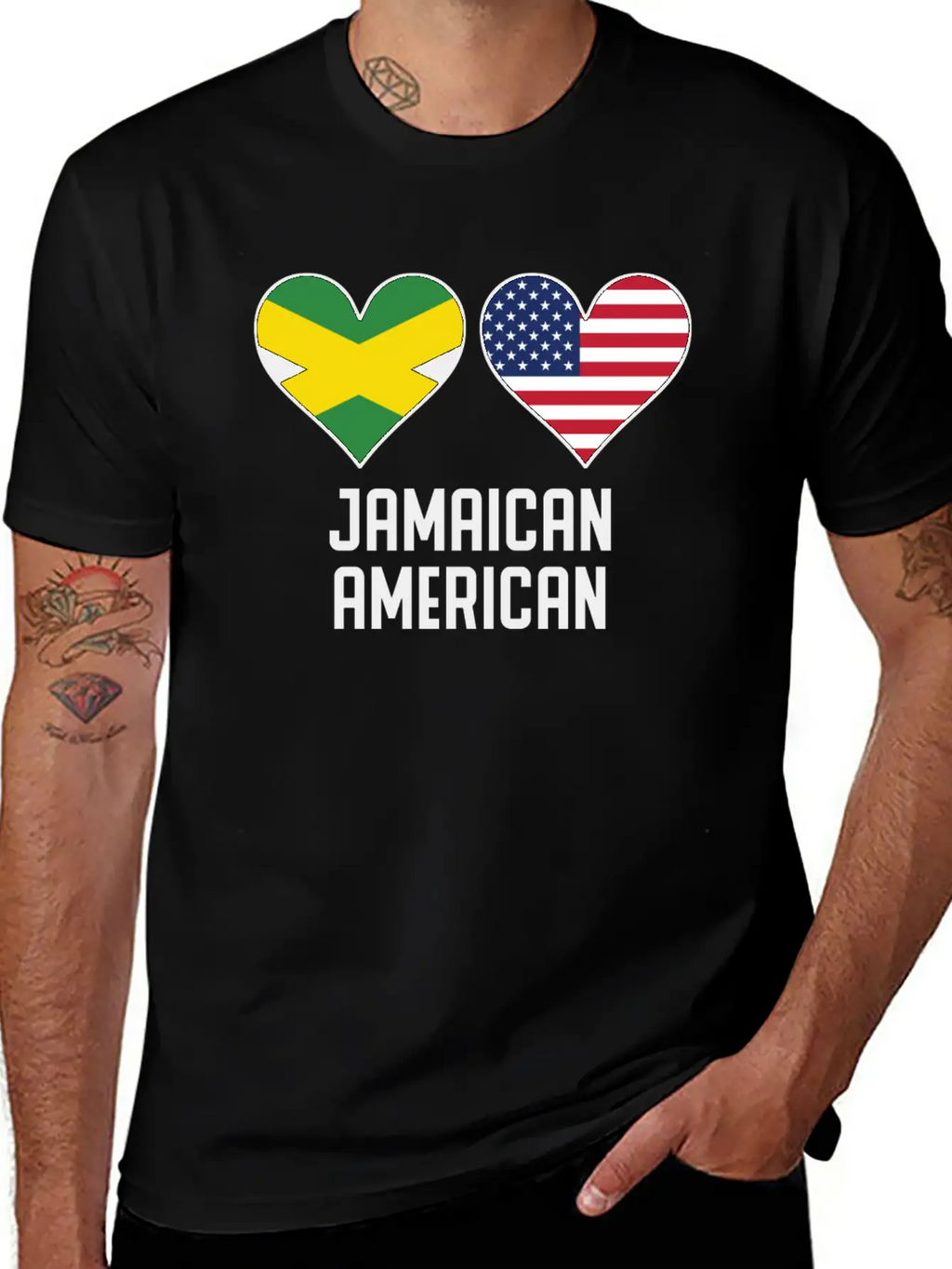 Jamaican American Heart Flags Unisex Casual T-Shirt – Clean Design For Daily Comfort