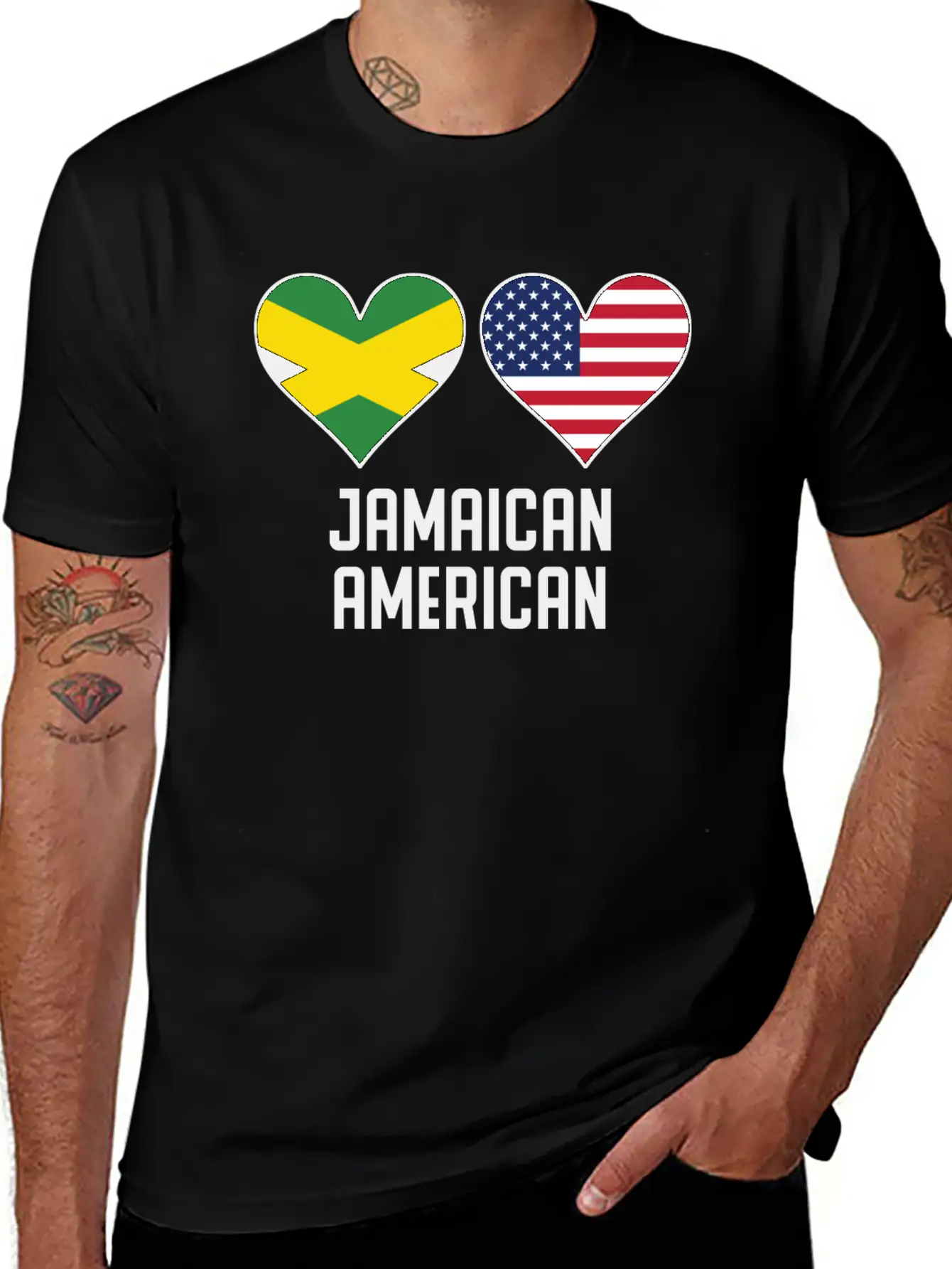 Jamaican American Heart Flags Unisex Casual T-Shirt – Clean Design For Daily Comfort