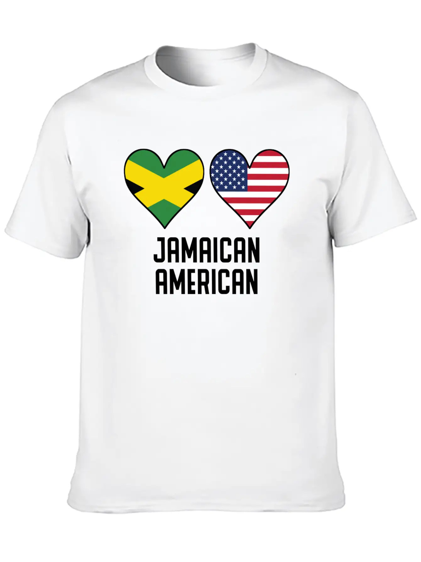 Jamaican American Heart Flags Unisex Casual T-Shirt – Clean Design For Daily Comfort