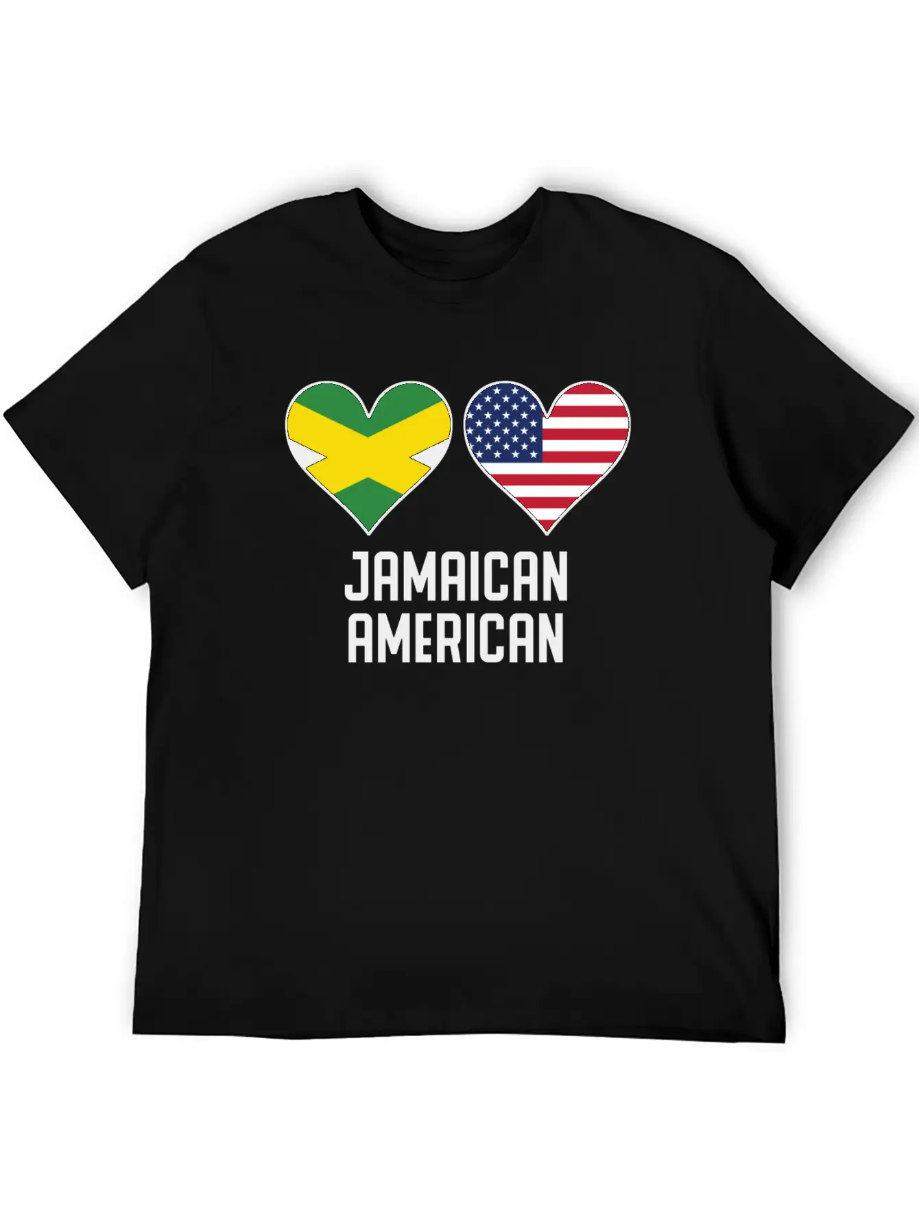 Jamaican American Heart Flags Unisex Casual T-Shirt – Clean Design For Daily Comfort