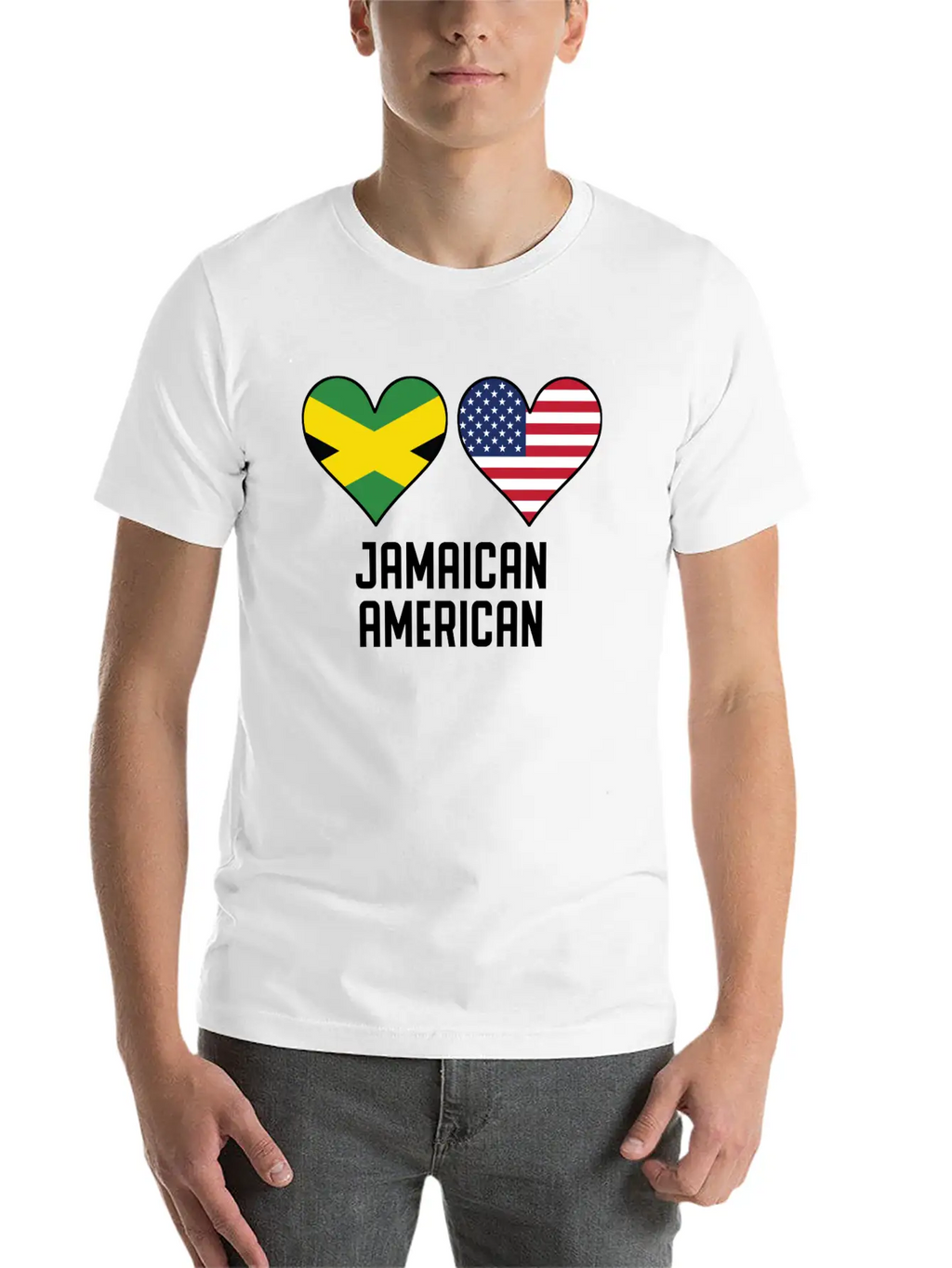 Jamaican American Heart Flags Unisex Casual T-Shirt – Clean Design For Daily Comfort