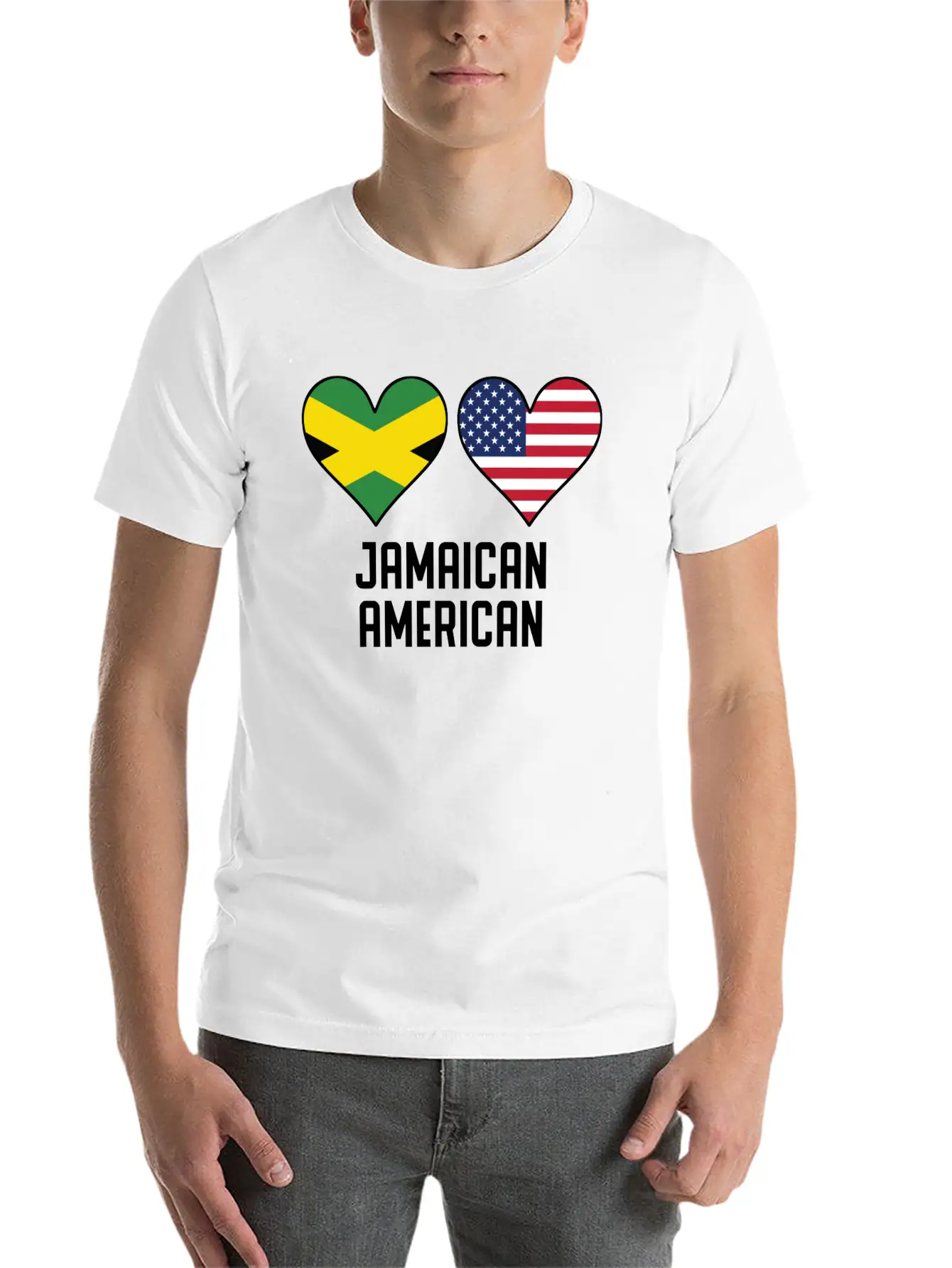 Jamaican American Heart Flags Unisex Casual T-Shirt – Clean Design For Daily Comfort