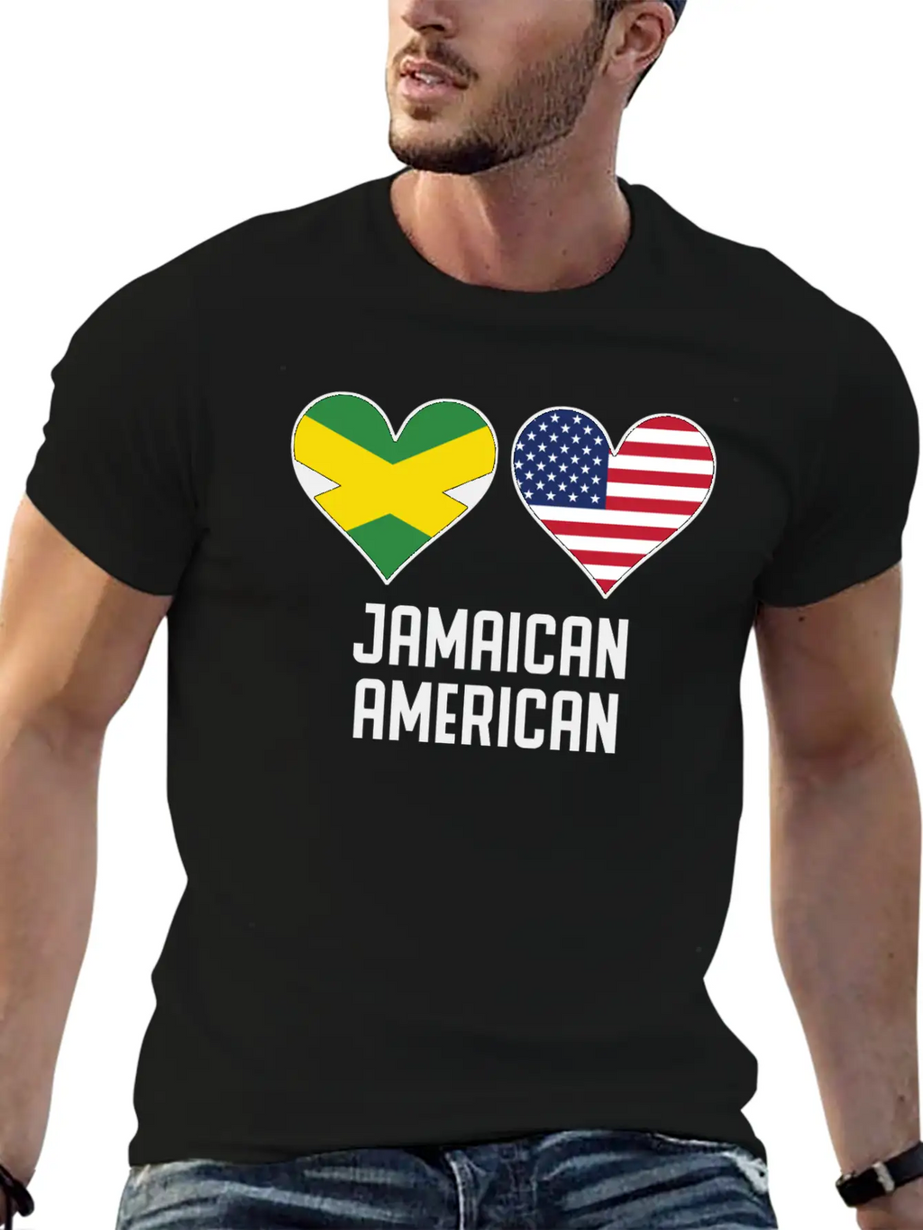 Jamaican American Heart Flags Unisex Casual T-Shirt – Clean Design For Daily Comfort