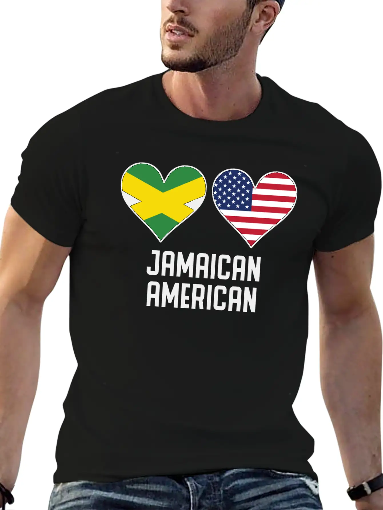 Jamaican American Heart Flags Unisex Casual T-Shirt – Clean Design For Daily Comfort