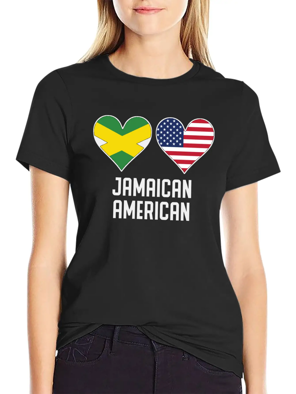 Jamaican American Heart Flags Unisex Casual T-Shirt – Clean Design For Daily Comfort