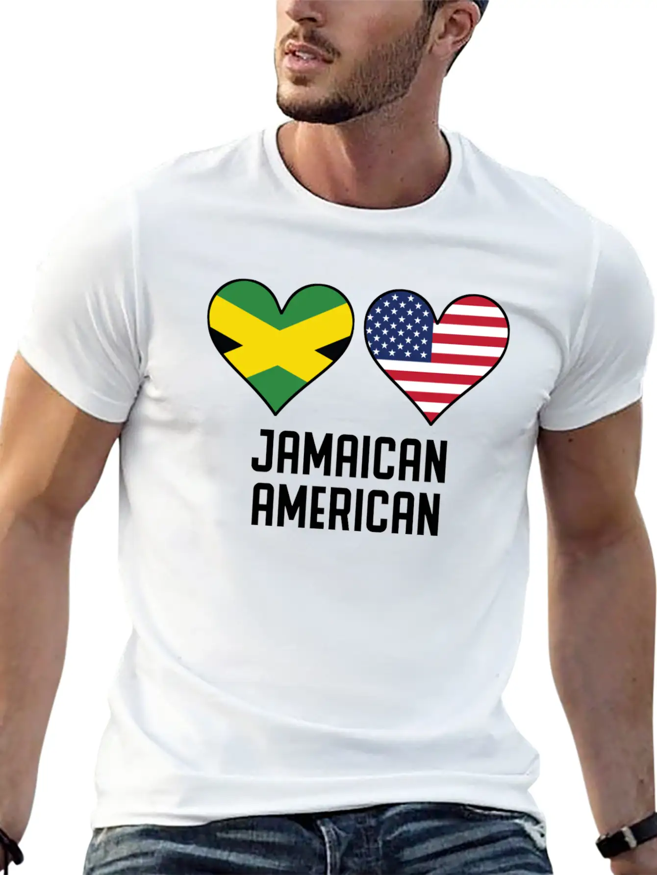 Jamaican American Heart Flags Unisex Casual T-Shirt – Clean Design For Daily Comfort