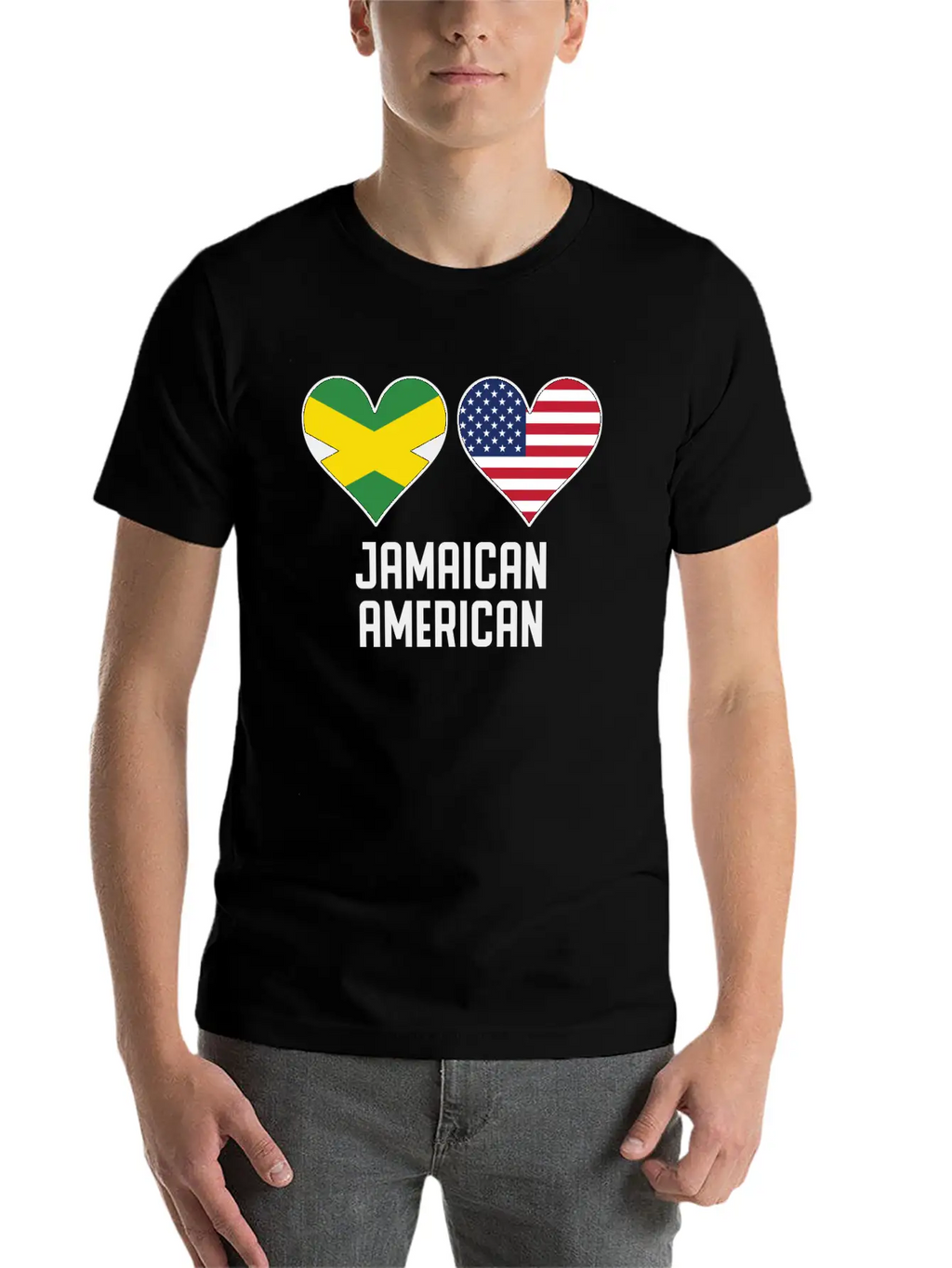 Jamaican American Heart Flags Unisex Casual T-Shirt – Clean Design For Daily Comfort