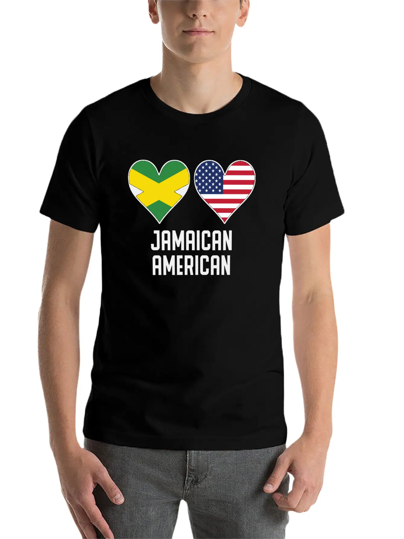 Jamaican American Heart Flags Unisex Casual T-Shirt – Clean Design For Daily Comfort