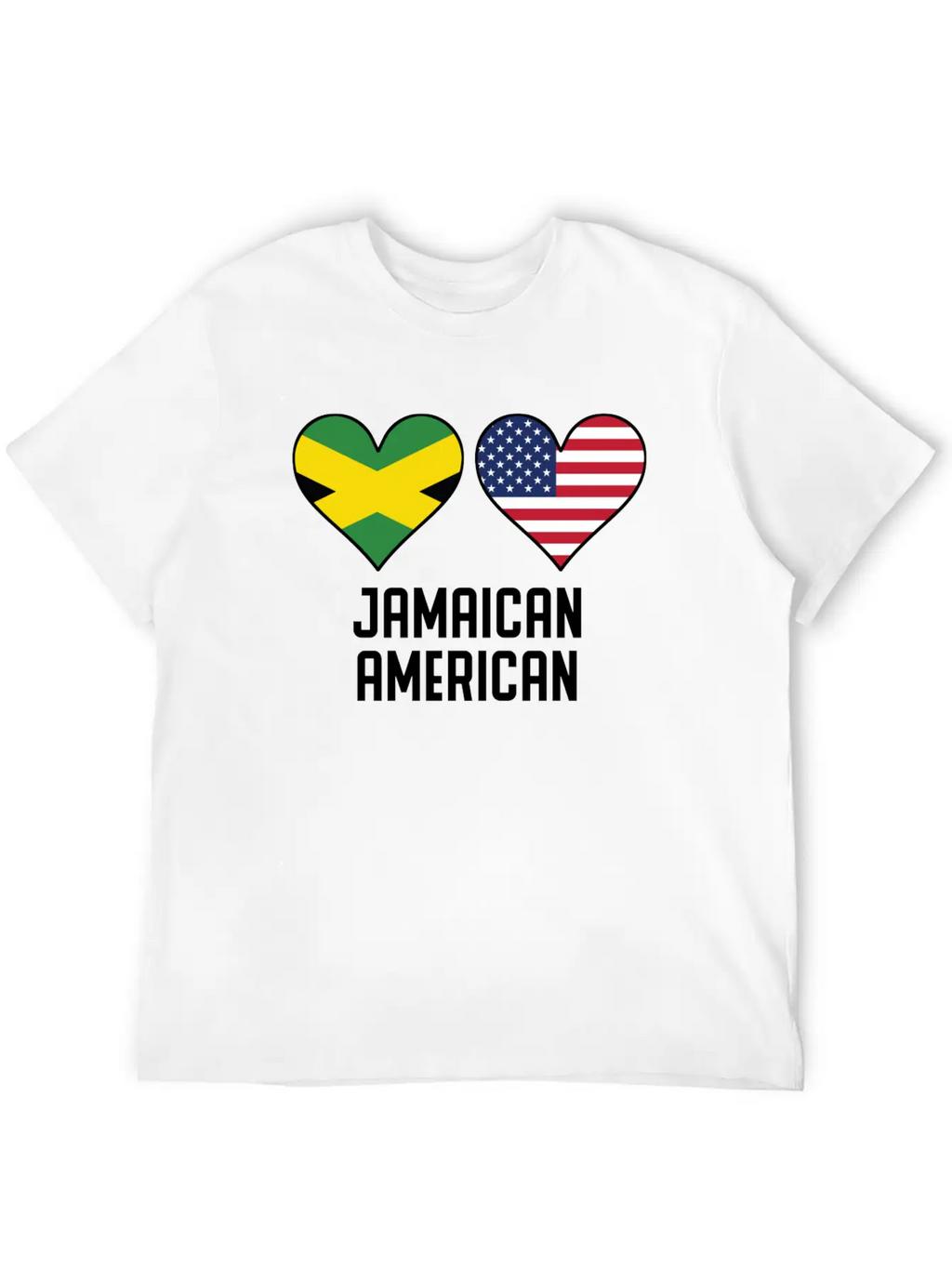 Jamaican American Heart Flags Unisex Casual T-Shirt – Clean Design For Daily Comfort
