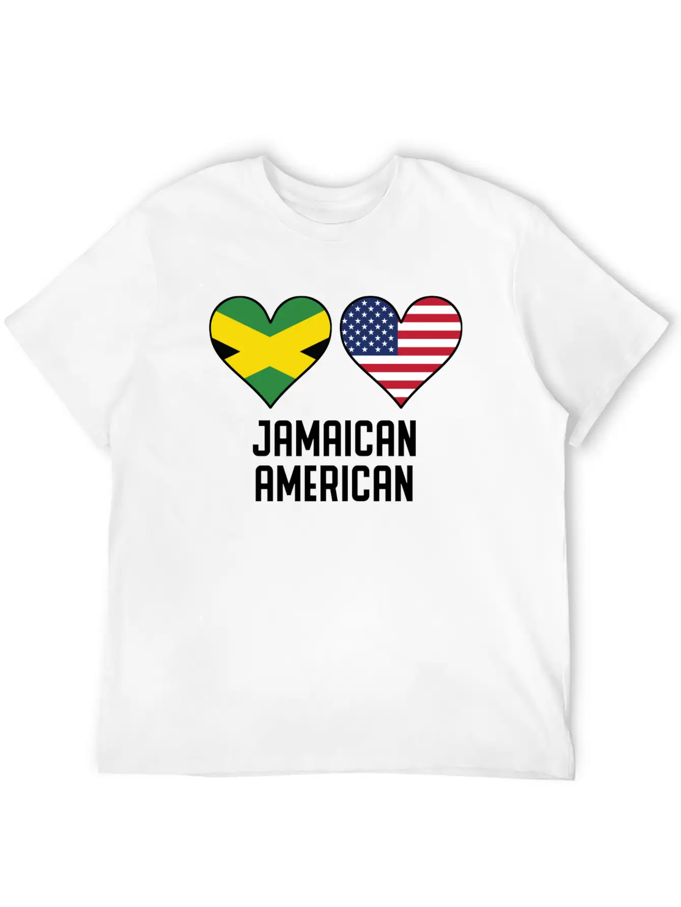 Jamaican American Heart Flags Unisex Casual T-Shirt – Clean Design For Daily Comfort