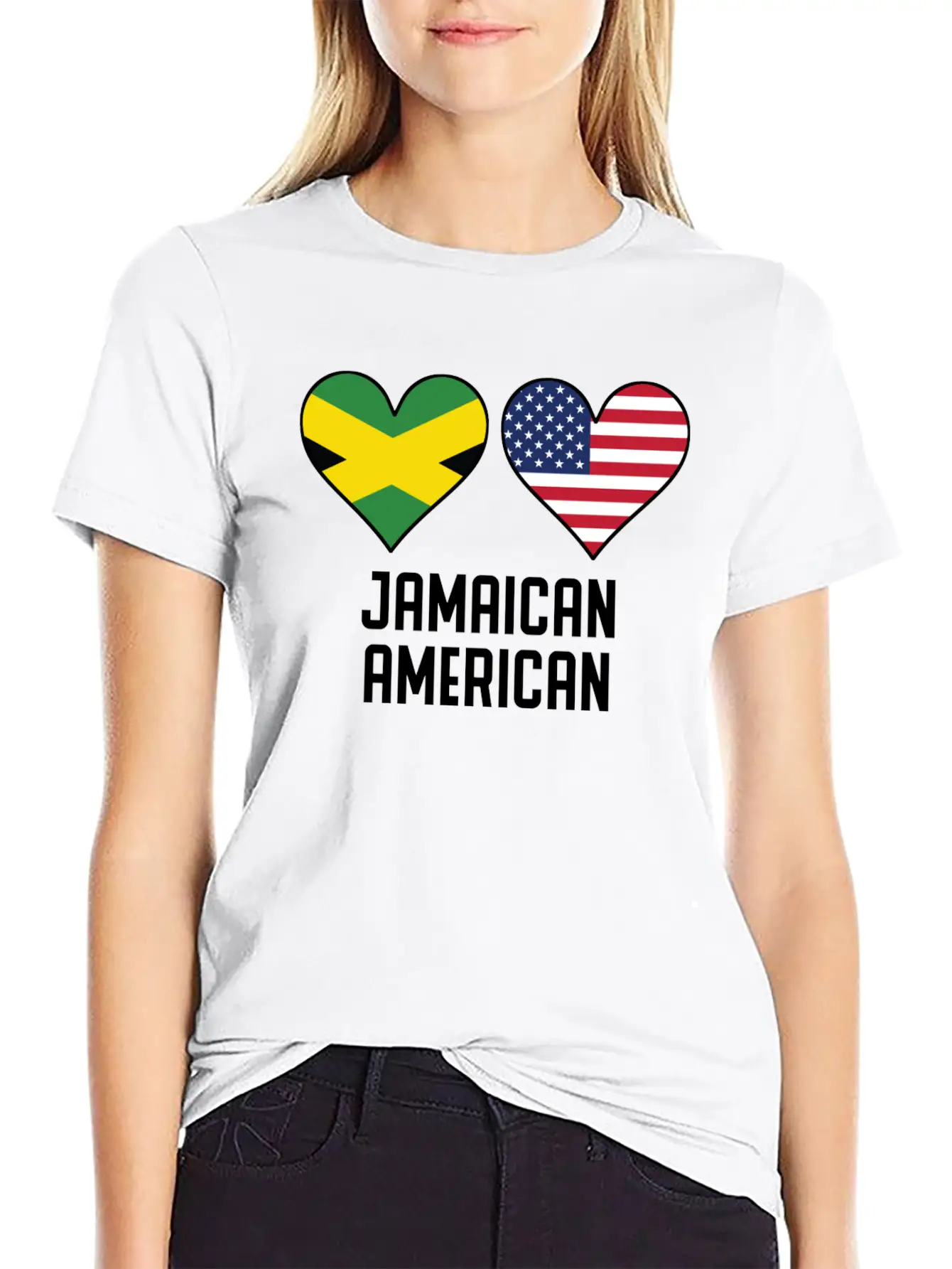Jamaican American Heart Flags Unisex Casual T-Shirt – Clean Design For Daily Comfort