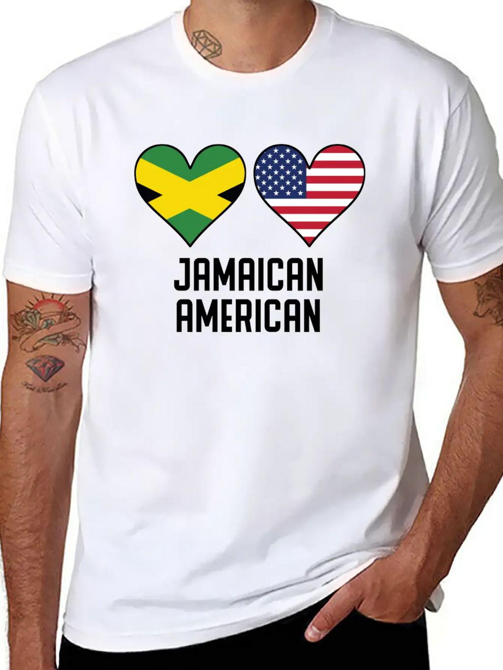 Jamaican American Heart Flags Unisex Casual T-Shirt – Clean Design For Daily Comfort