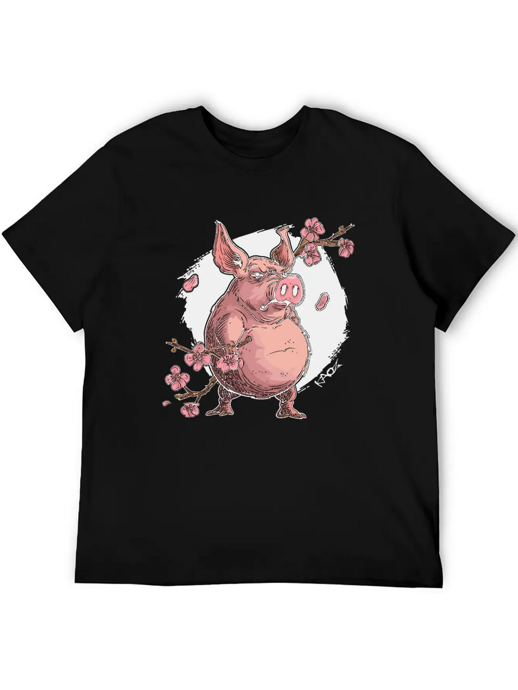 Japan Sakura Blossom Pig Unisex Short Sleeve Soft Cotton T-Shirt – Casual Everyday Wear