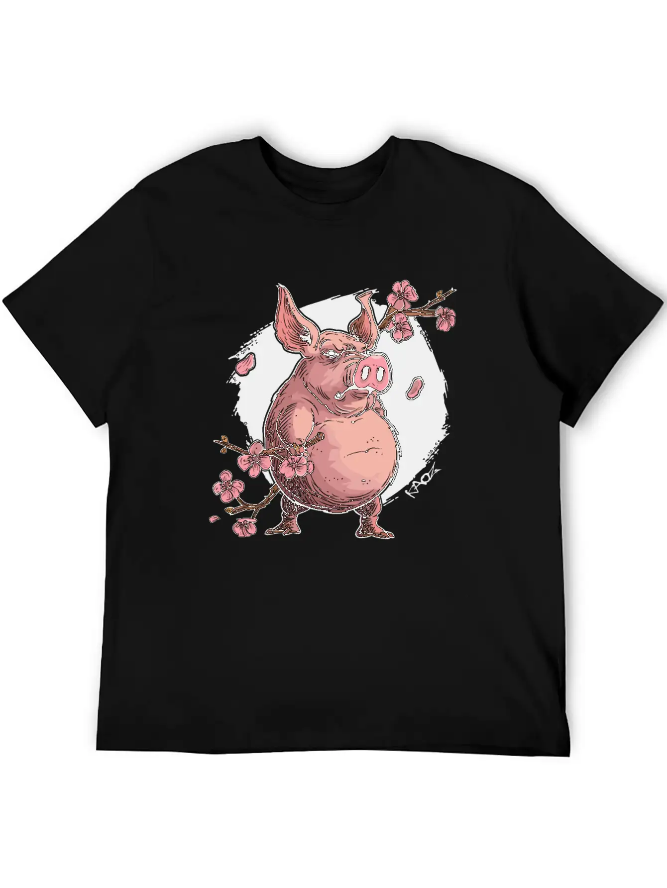 Japan Sakura Blossom Pig Unisex Short Sleeve Soft Cotton T-Shirt – Casual Everyday Wear