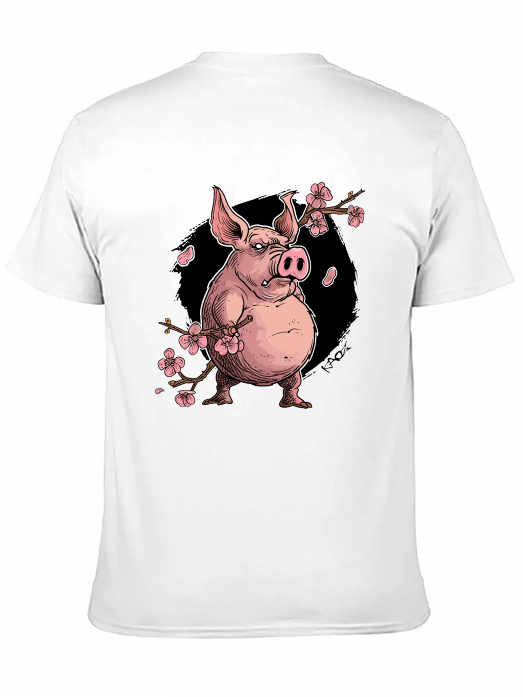 Japan Sakura Blossom Pig Unisex Short Sleeve Soft Cotton T-Shirt – Casual Everyday Wear