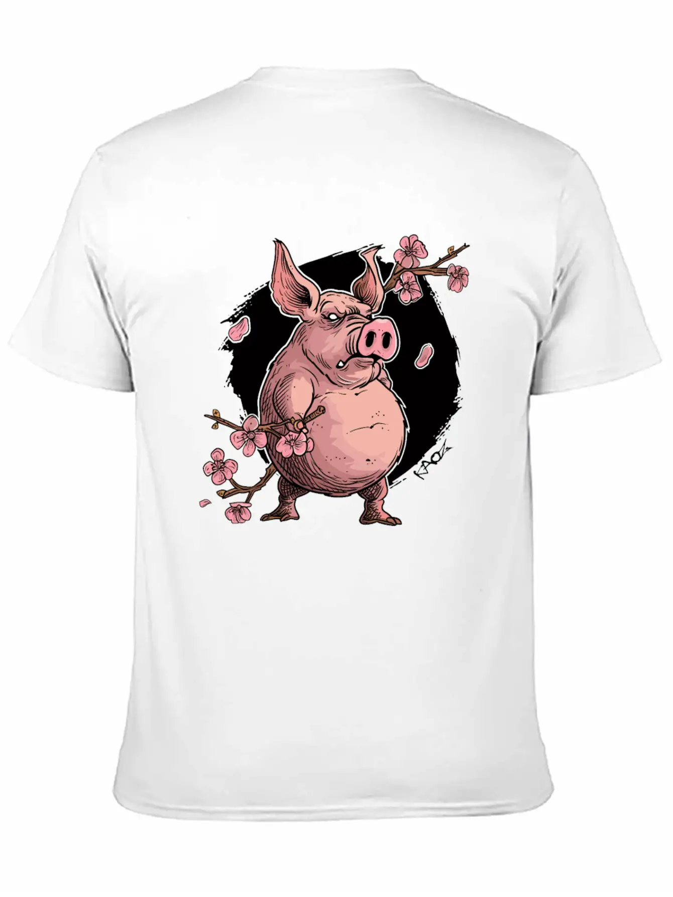 Japan Sakura Blossom Pig Unisex Short Sleeve Soft Cotton T-Shirt – Casual Everyday Wear
