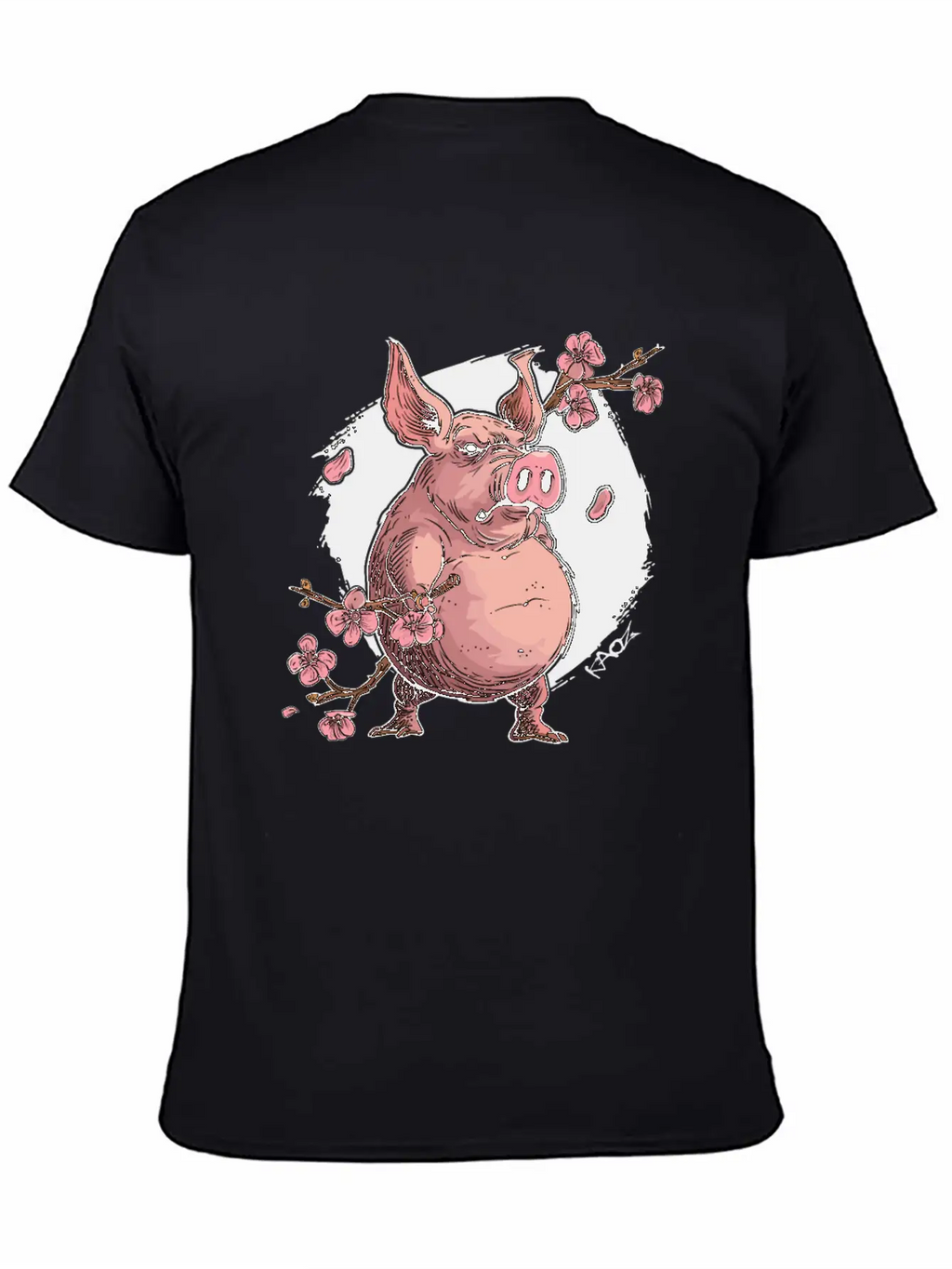 Japan Sakura Blossom Pig Unisex Short Sleeve Soft Cotton T-Shirt – Casual Everyday Wear