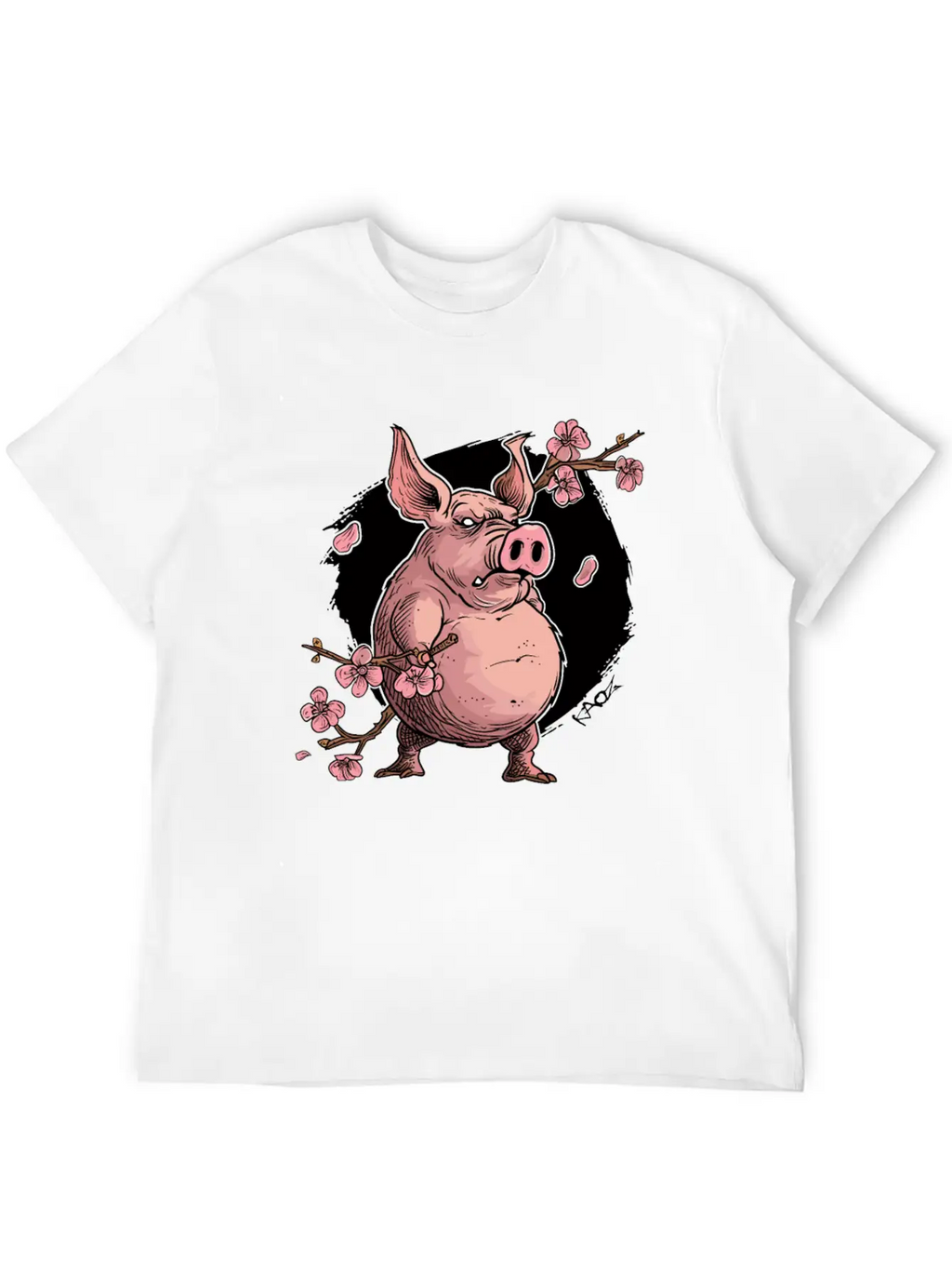 Japan Sakura Blossom Pig Unisex Short Sleeve Soft Cotton T-Shirt – Casual Everyday Wear