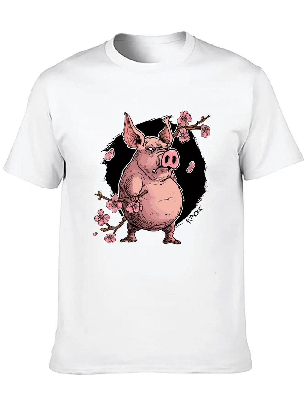 Japan Sakura Blossom Pig Unisex Short Sleeve Soft Cotton T-Shirt – Casual Everyday Wear