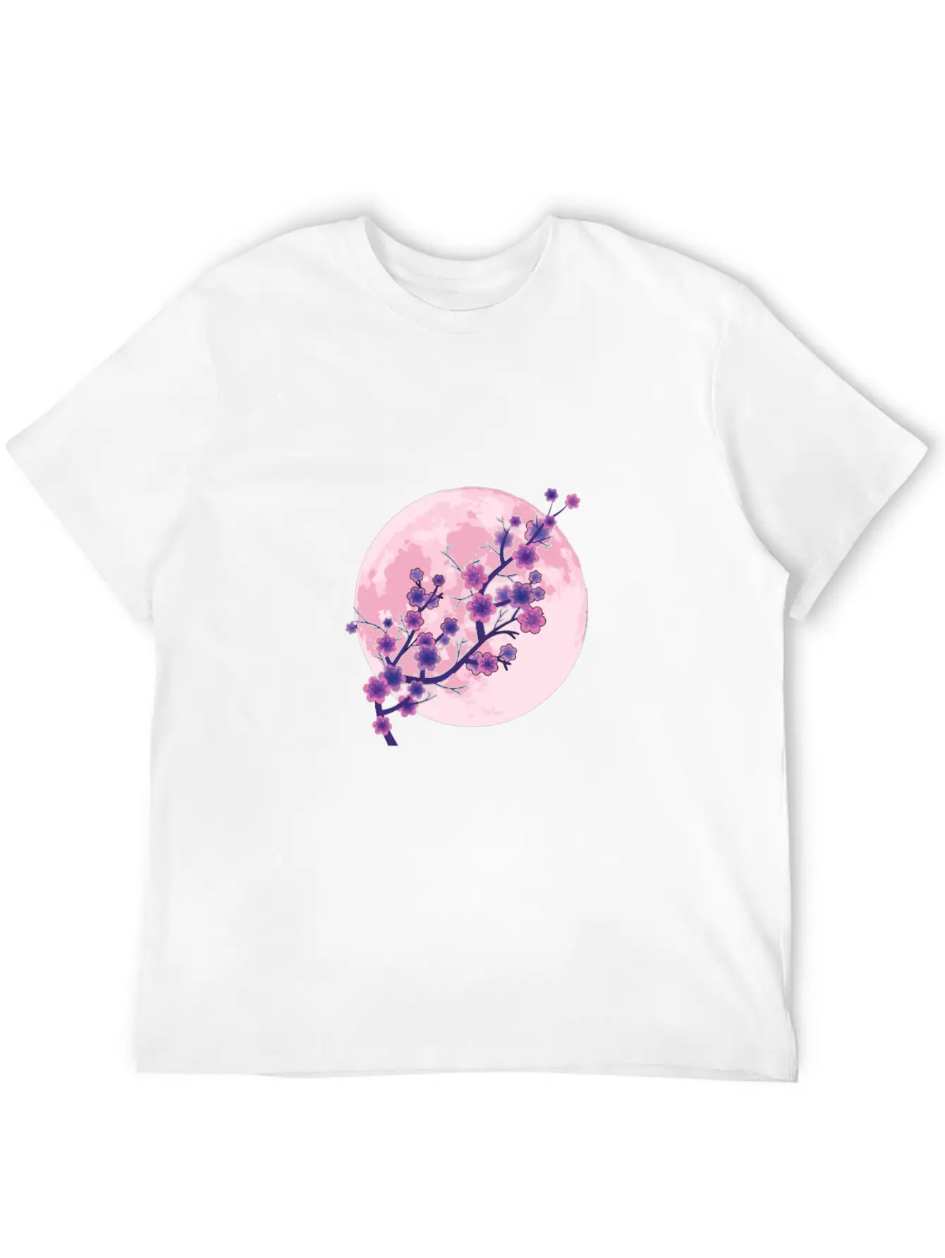 Japanese Aesthetic Pink Moon Cherry Blossom Sakura Unisex Casual T-Shirt – Clean Design For Daily Comfort
