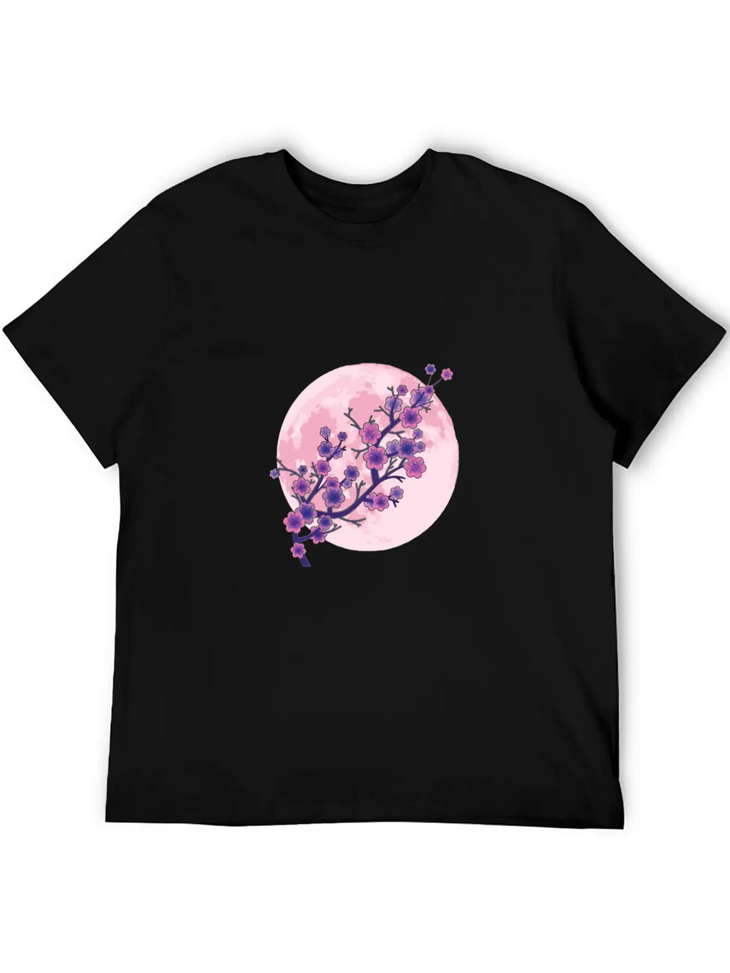Japanese Aesthetic Pink Moon Cherry Blossom Sakura Unisex Casual T-Shirt – Clean Design For Daily Comfort
