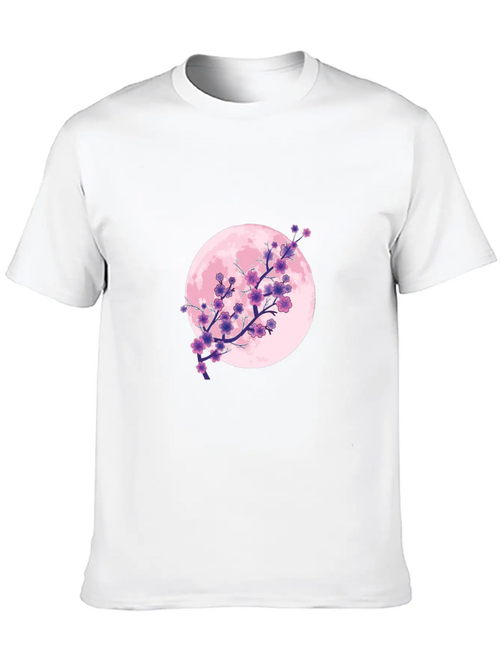 Japanese Aesthetic Pink Moon Cherry Blossom Sakura Unisex Casual T-Shirt – Clean Design For Daily Comfort