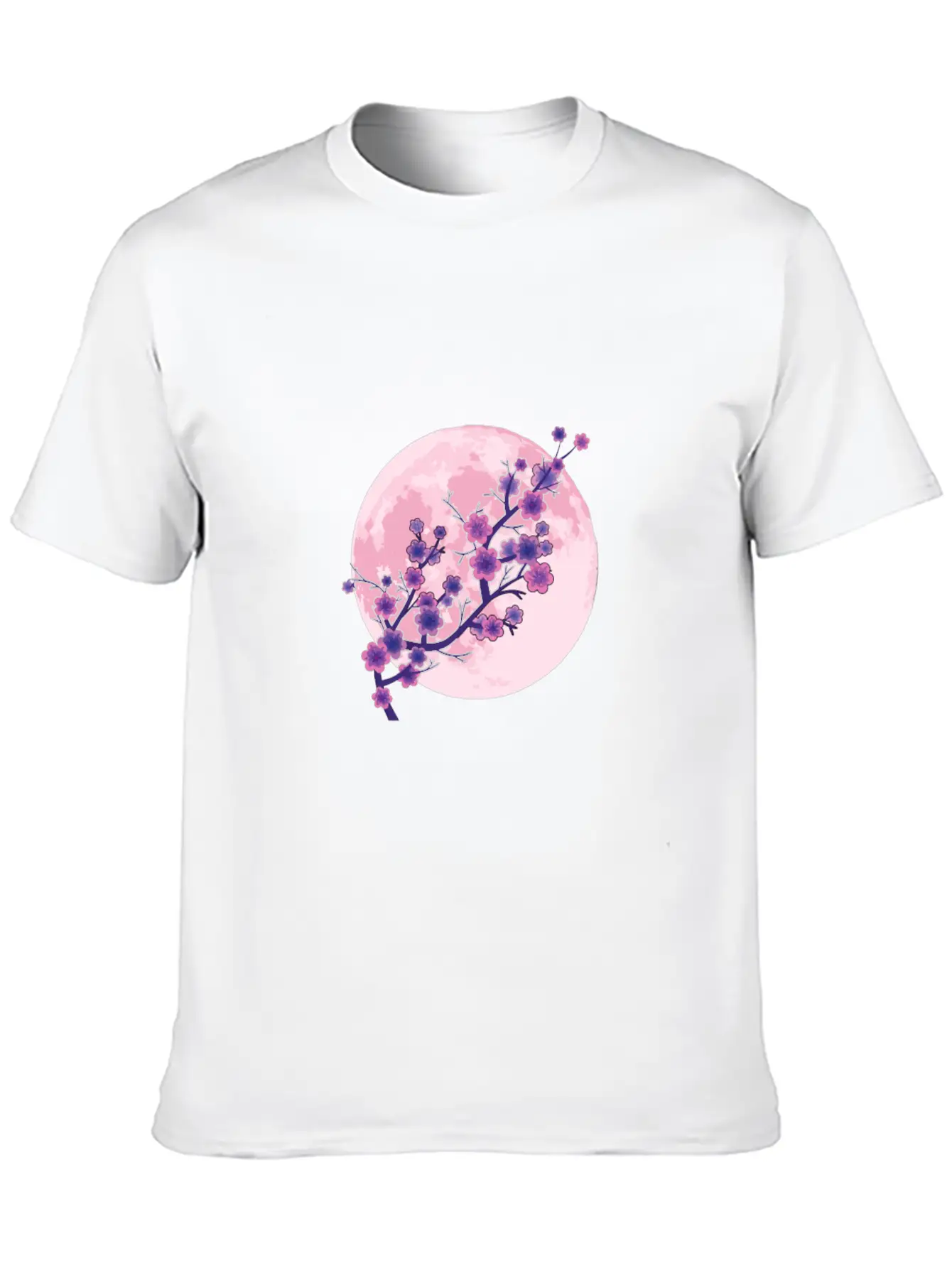 Japanese Aesthetic Pink Moon Cherry Blossom Sakura Unisex Casual T-Shirt – Clean Design For Daily Comfort