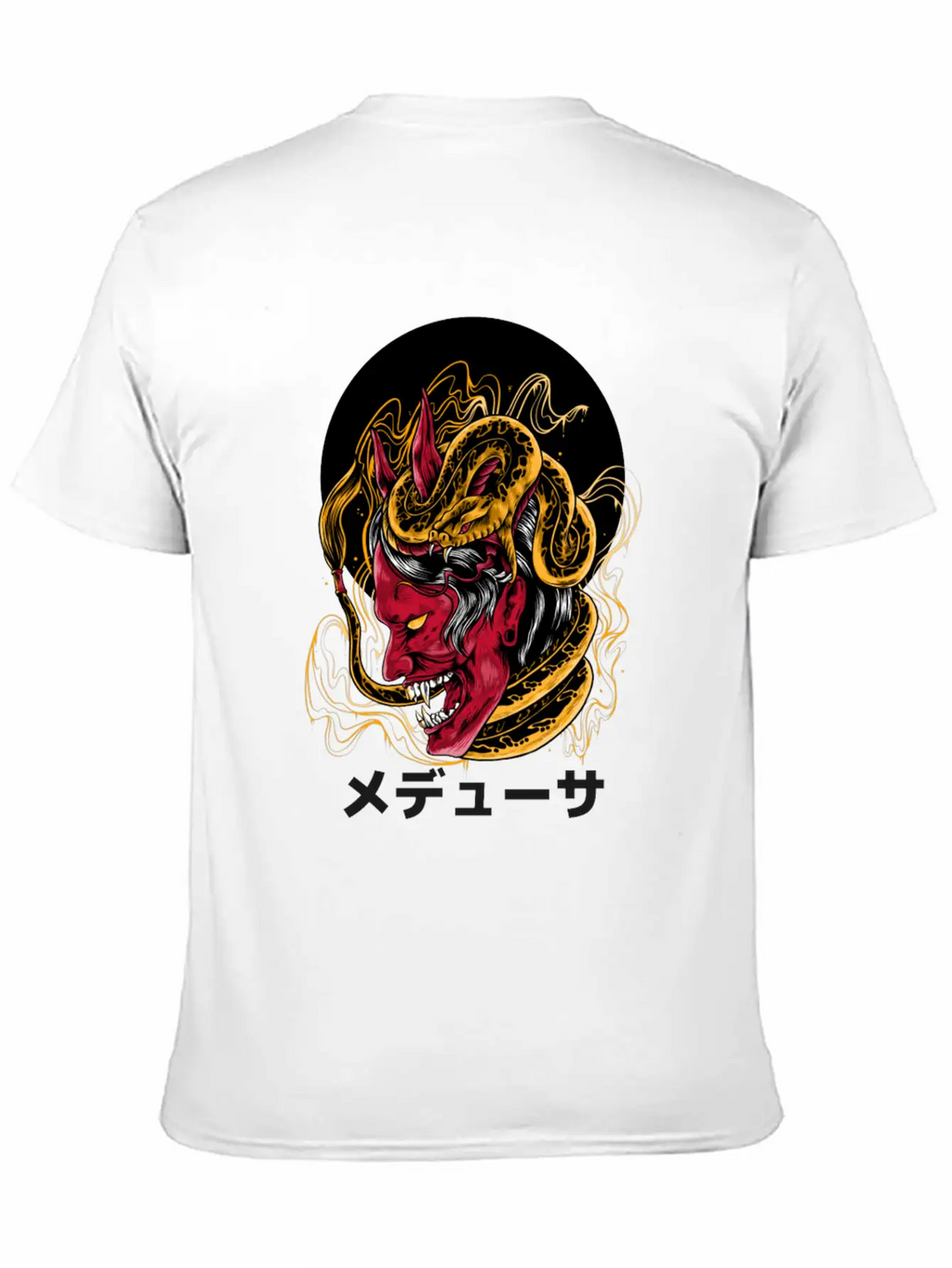 Japanese Horned Oni Snake Mask Essential Cotton Tee For Daily Outfits – Unisex Style