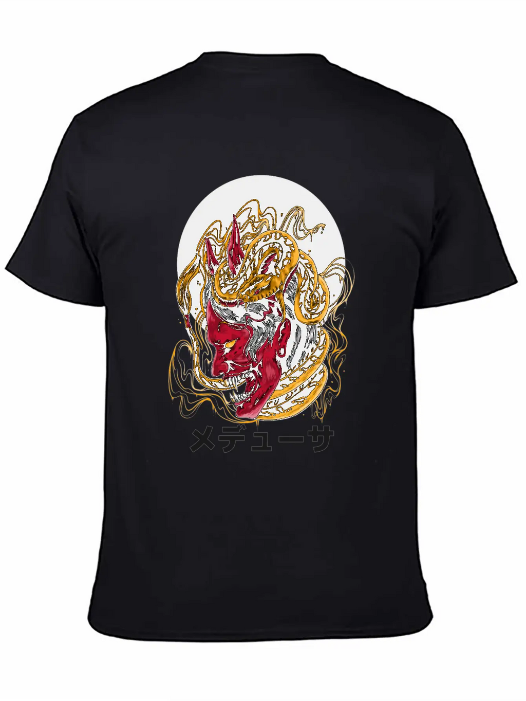 Japanese Horned Oni Snake Mask Essential Cotton Tee For Daily Outfits – Unisex Style