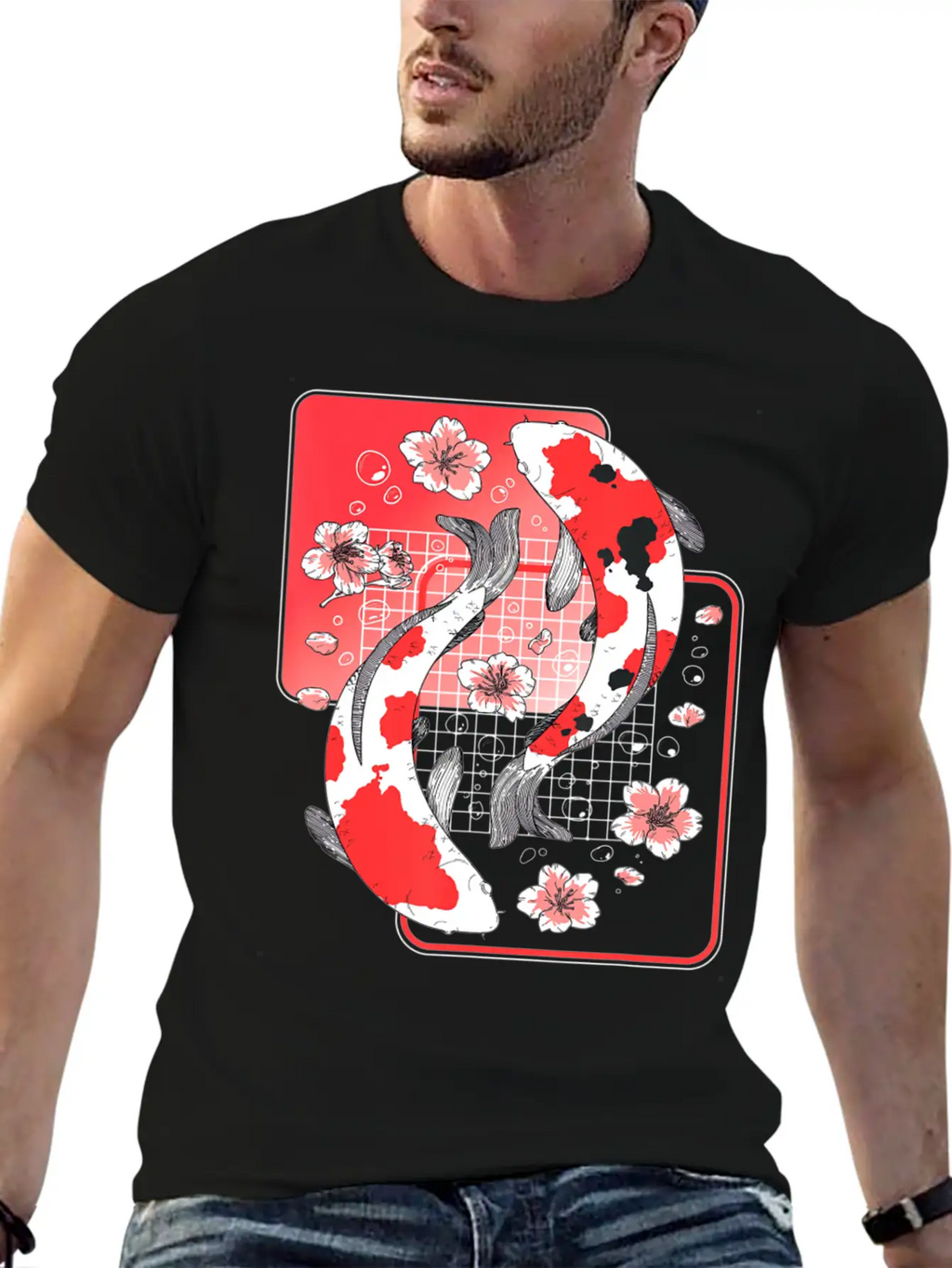Japanese Koi Carp Fish Aesthetic Cherry Blossom Ni Unisex Casual T-Shirt – Clean Design For Daily Comfort