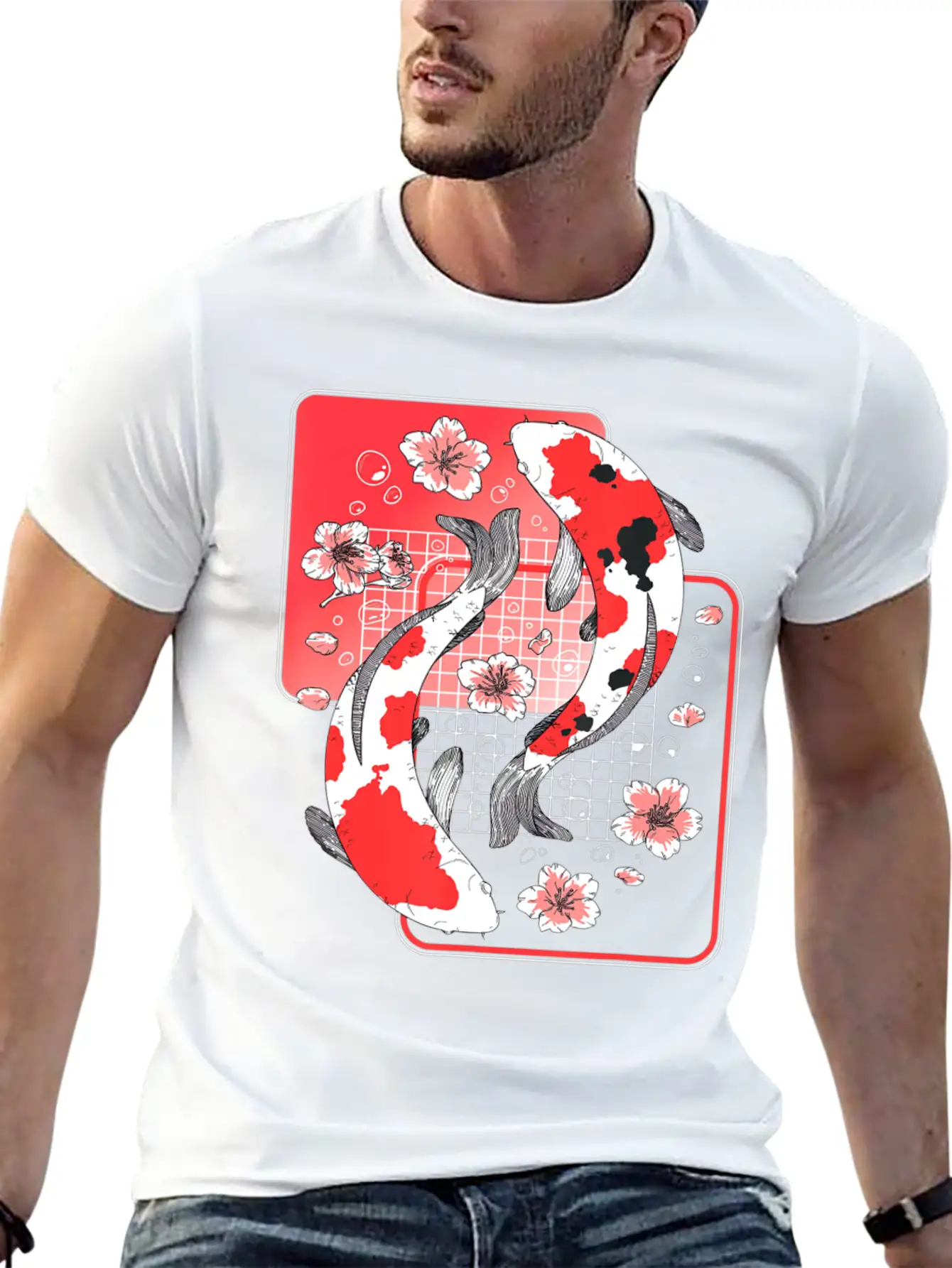 Japanese Koi Carp Fish Aesthetic Cherry Blossom Ni Unisex Casual T-Shirt – Clean Design For Daily Comfort