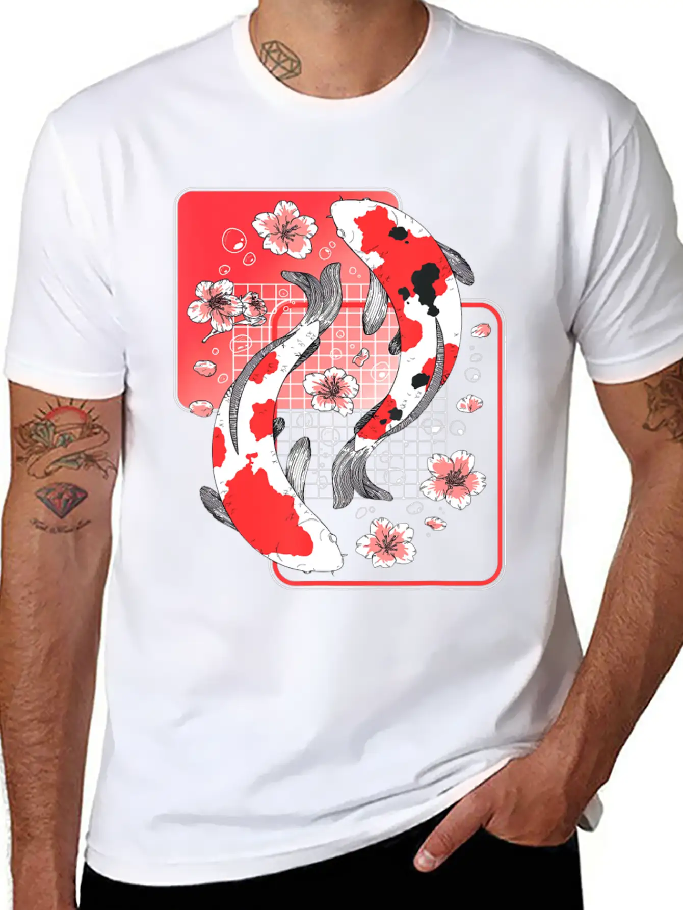 Japanese Koi Carp Fish Aesthetic Cherry Blossom Ni Unisex Casual T-Shirt – Clean Design For Daily Comfort